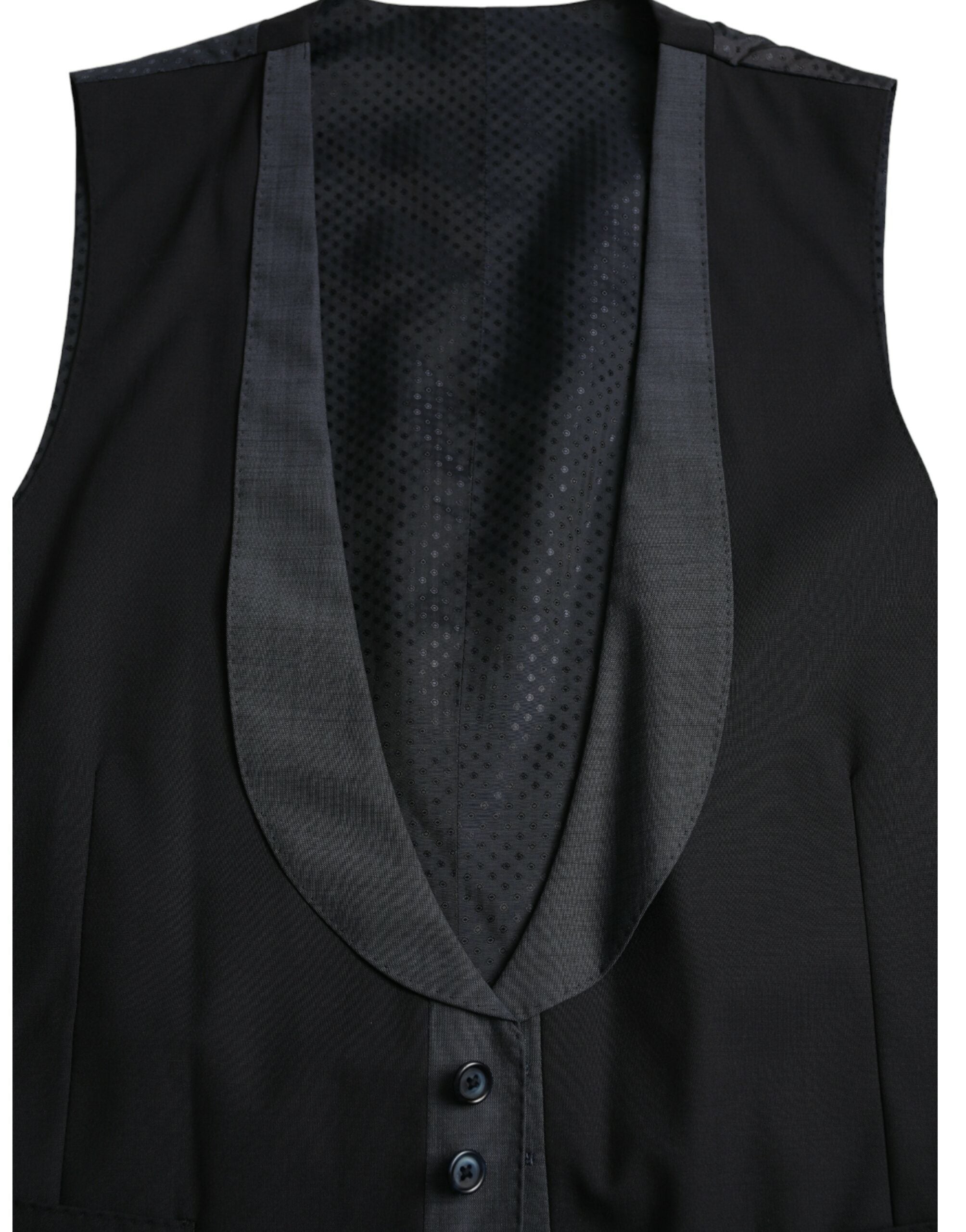 Dolce & Gabbana Black Wool Waistcoat Dress Formal Men's Vest