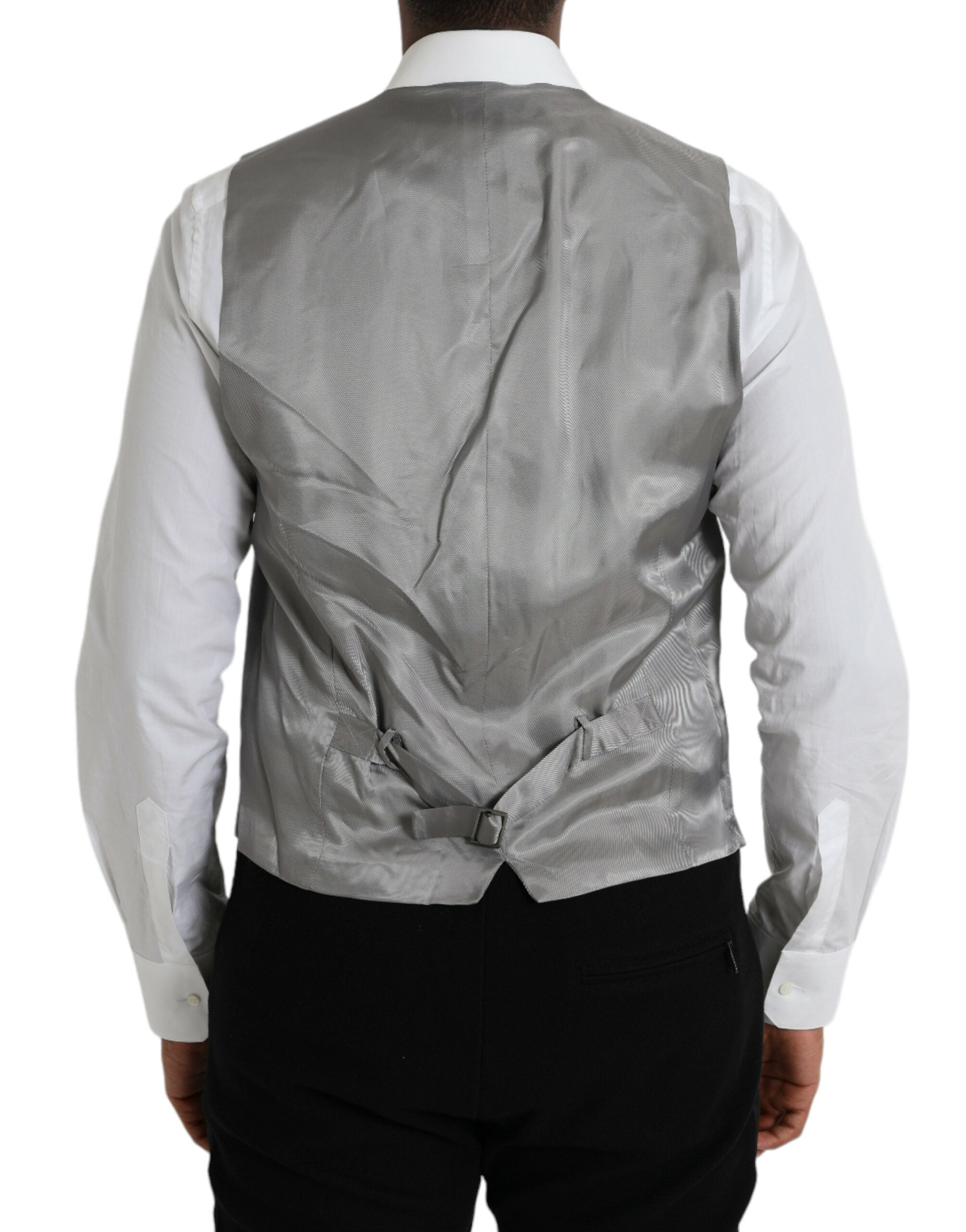 Dolce & Gabbana Light Gray Wool Formal Dress Waistcoat Men's Vest