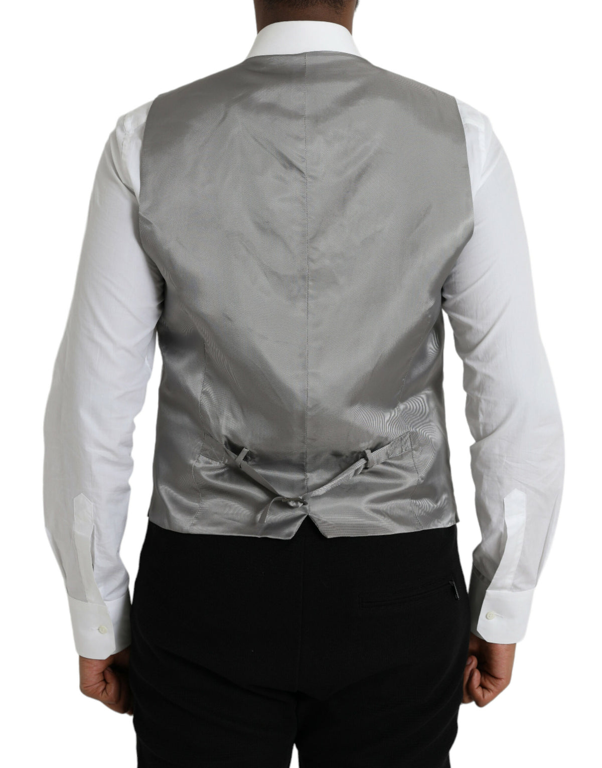 Dolce & Gabbana Light Gray Wool Formal Dress Waistcoat Men's Vest