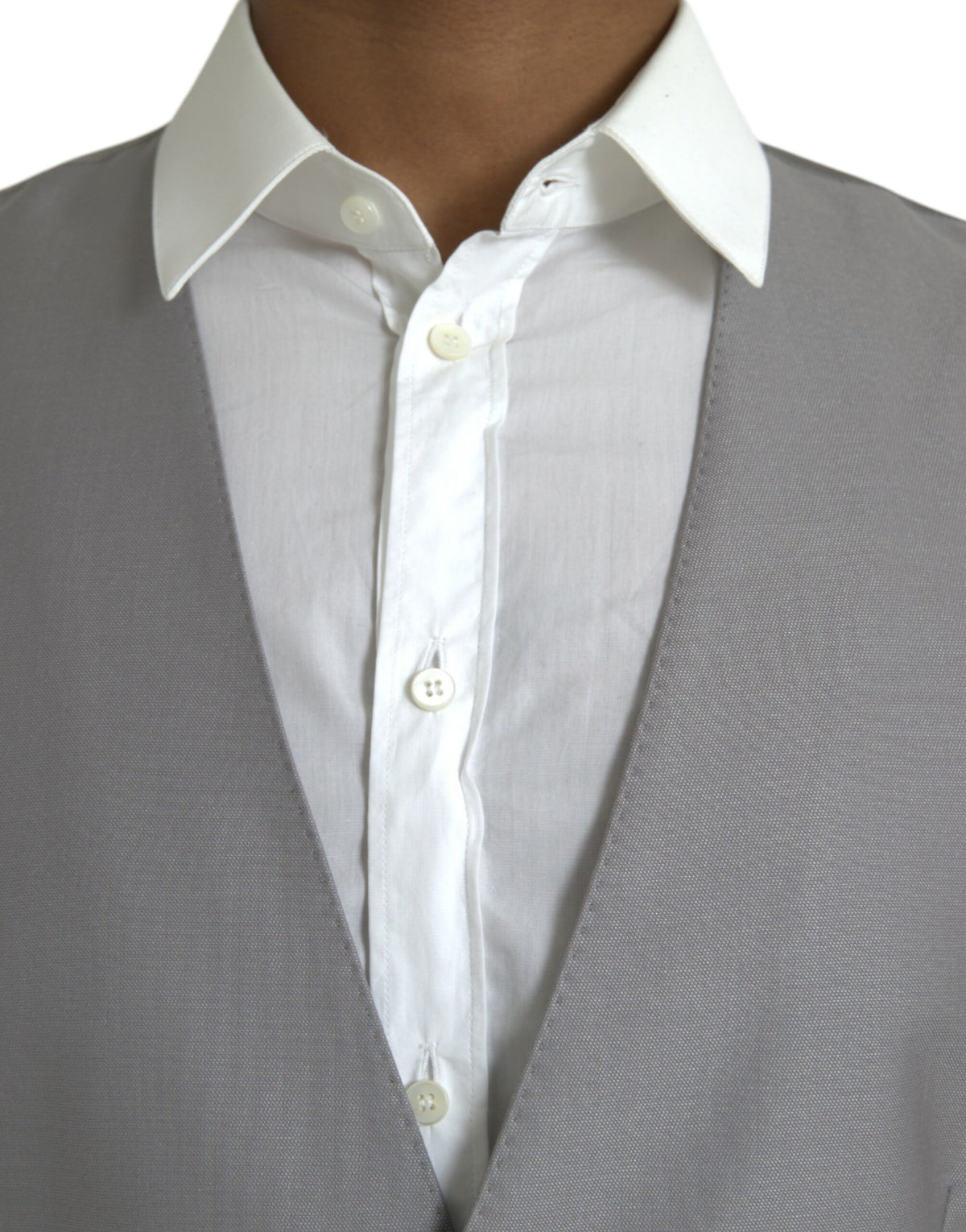 Dolce & Gabbana Light Gray Wool Formal Dress Waistcoat Men's Vest