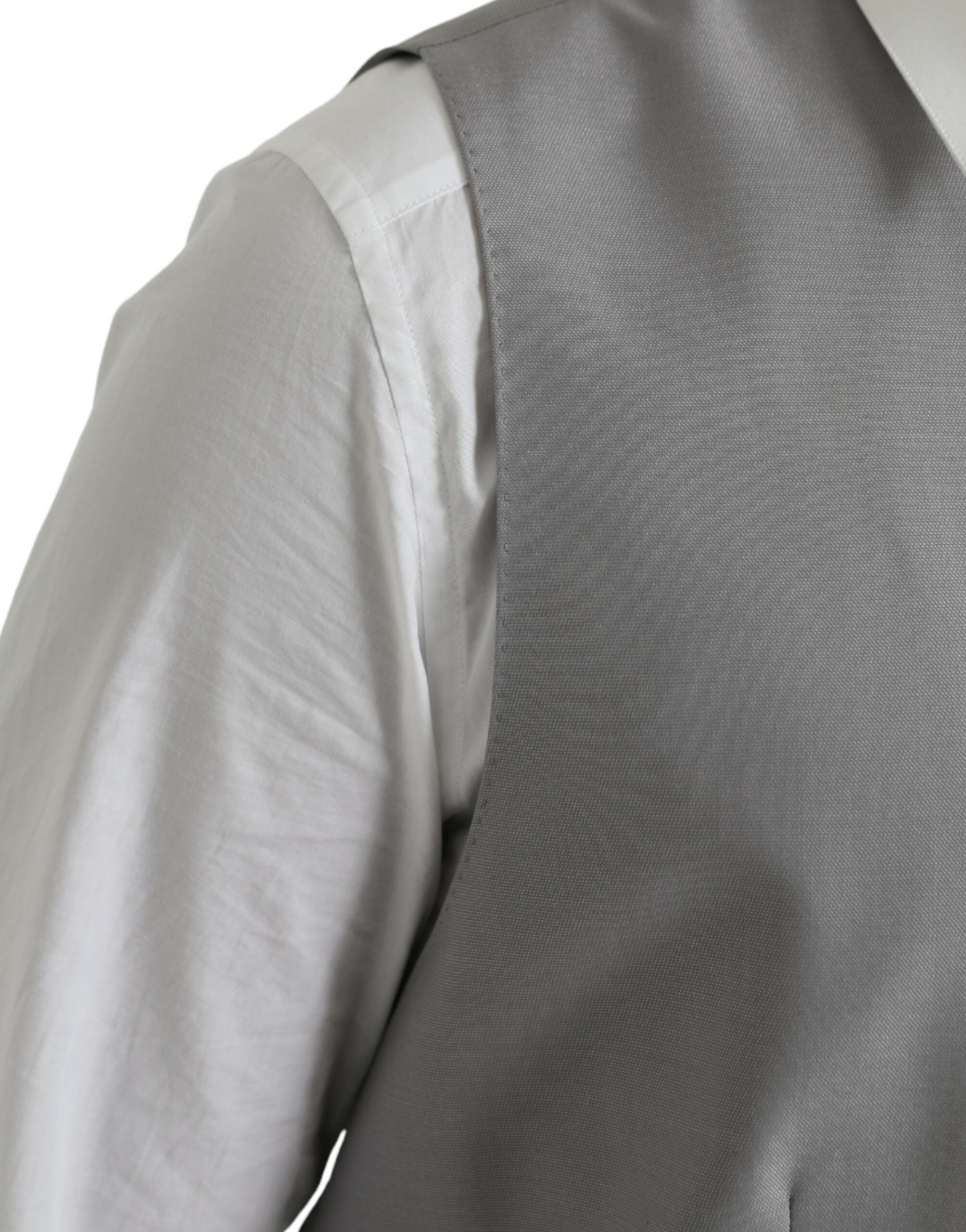 Dolce & Gabbana Light Gray Wool Formal Dress Waistcoat Men's Vest