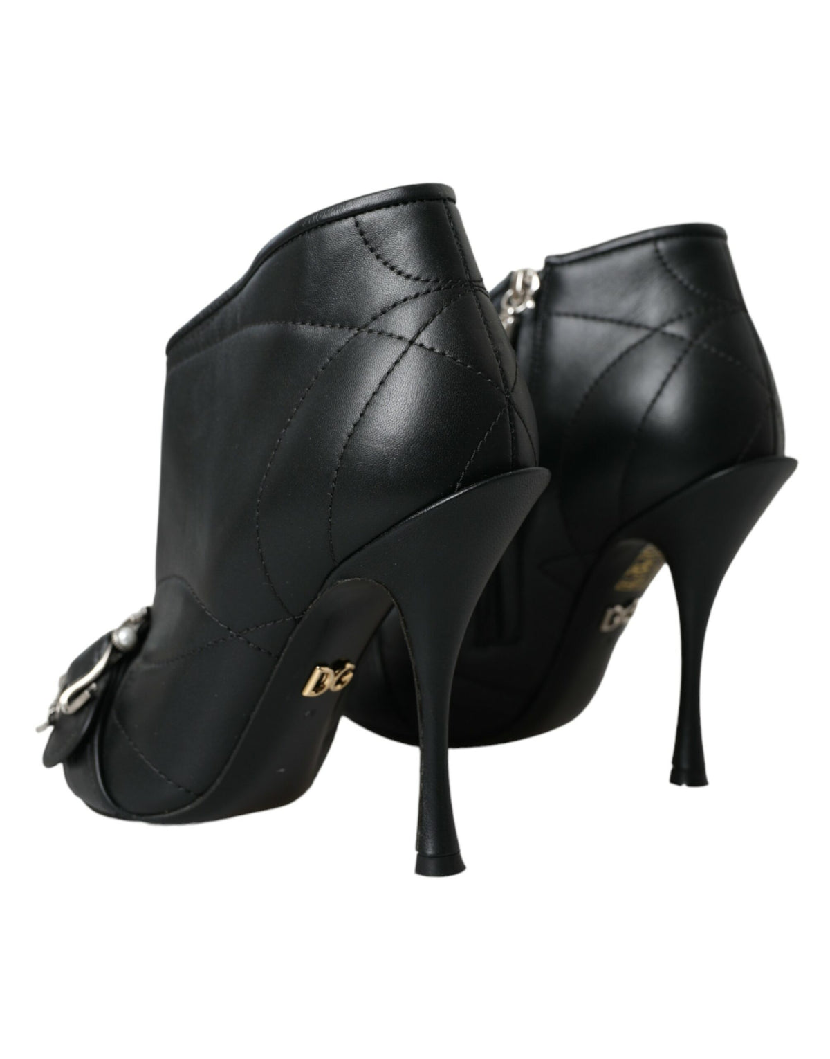 Dolce & Gabbana Black Devotion Quilted Buckled Boots Women's Shoes