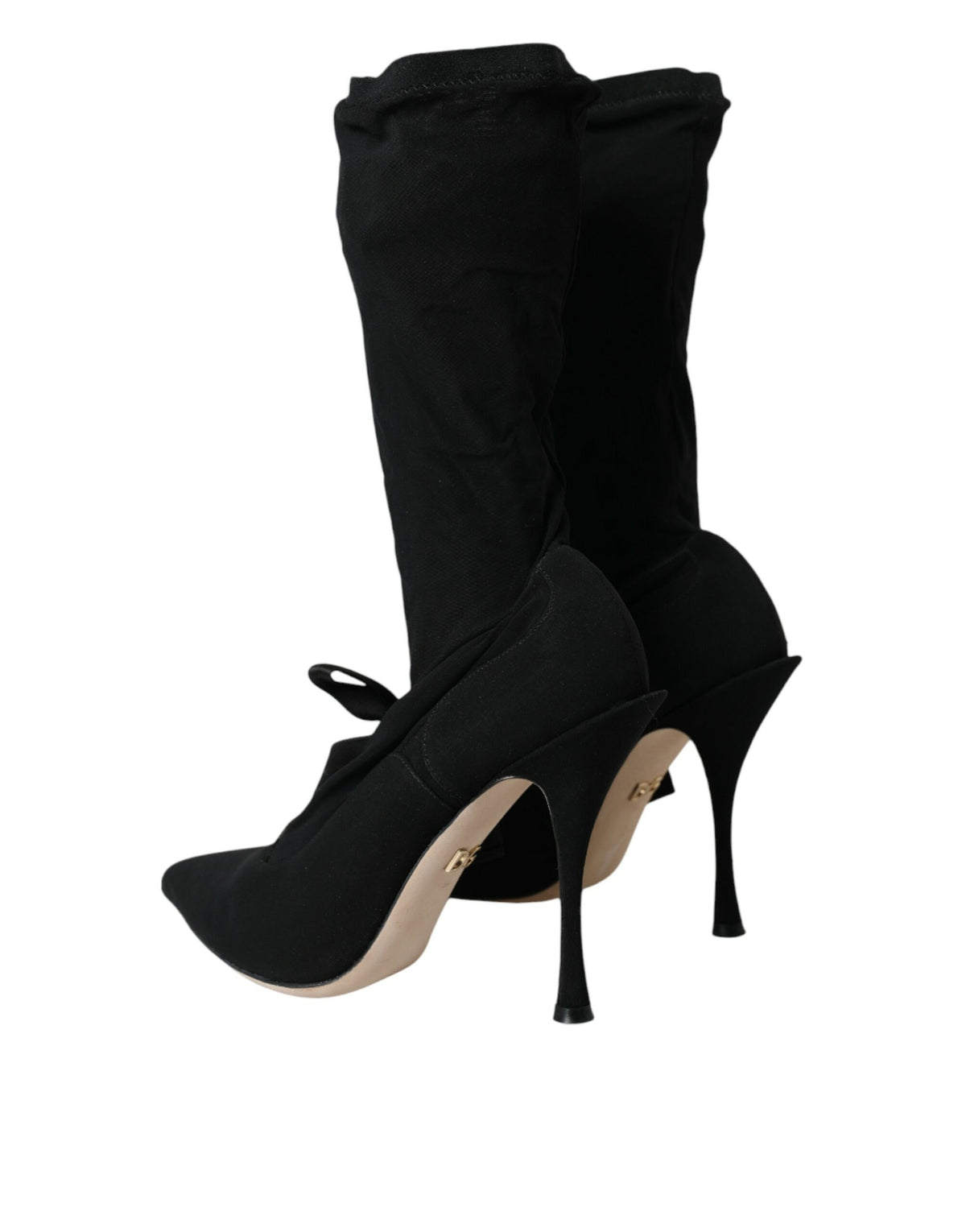 Dolce & Gabbana Black Stiletto Heels Mid Calf Boots Women's Shoes
