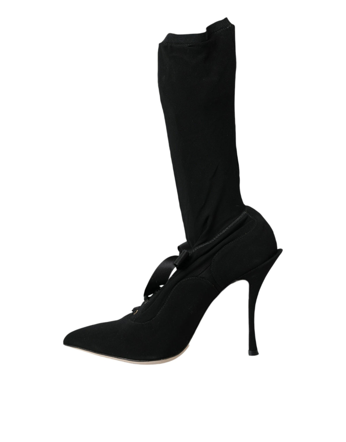 Dolce & Gabbana Black Stiletto Heels Mid Calf Boots Women's Shoes