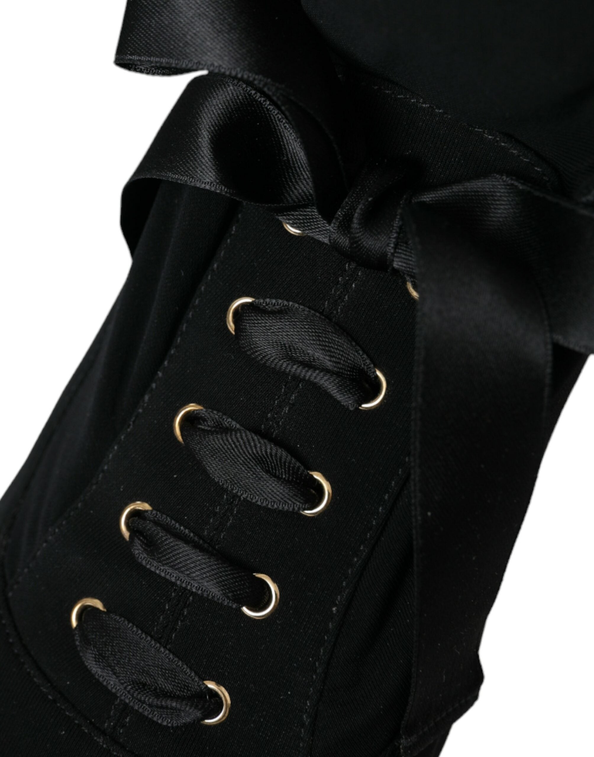 Dolce & Gabbana Black Stiletto Heels Mid Calf Boots Women's Shoes