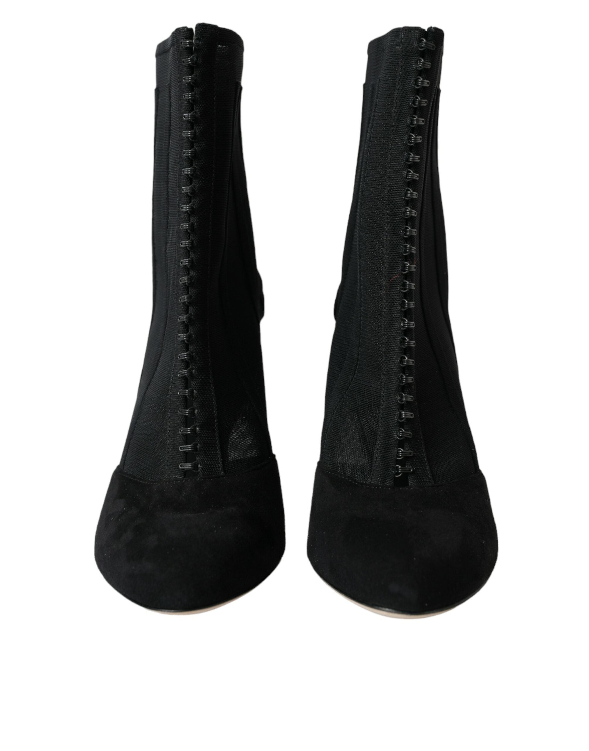 Dolce & Gabbana Black Mesh Stiletto Heels Ankle Boots Women's Shoes