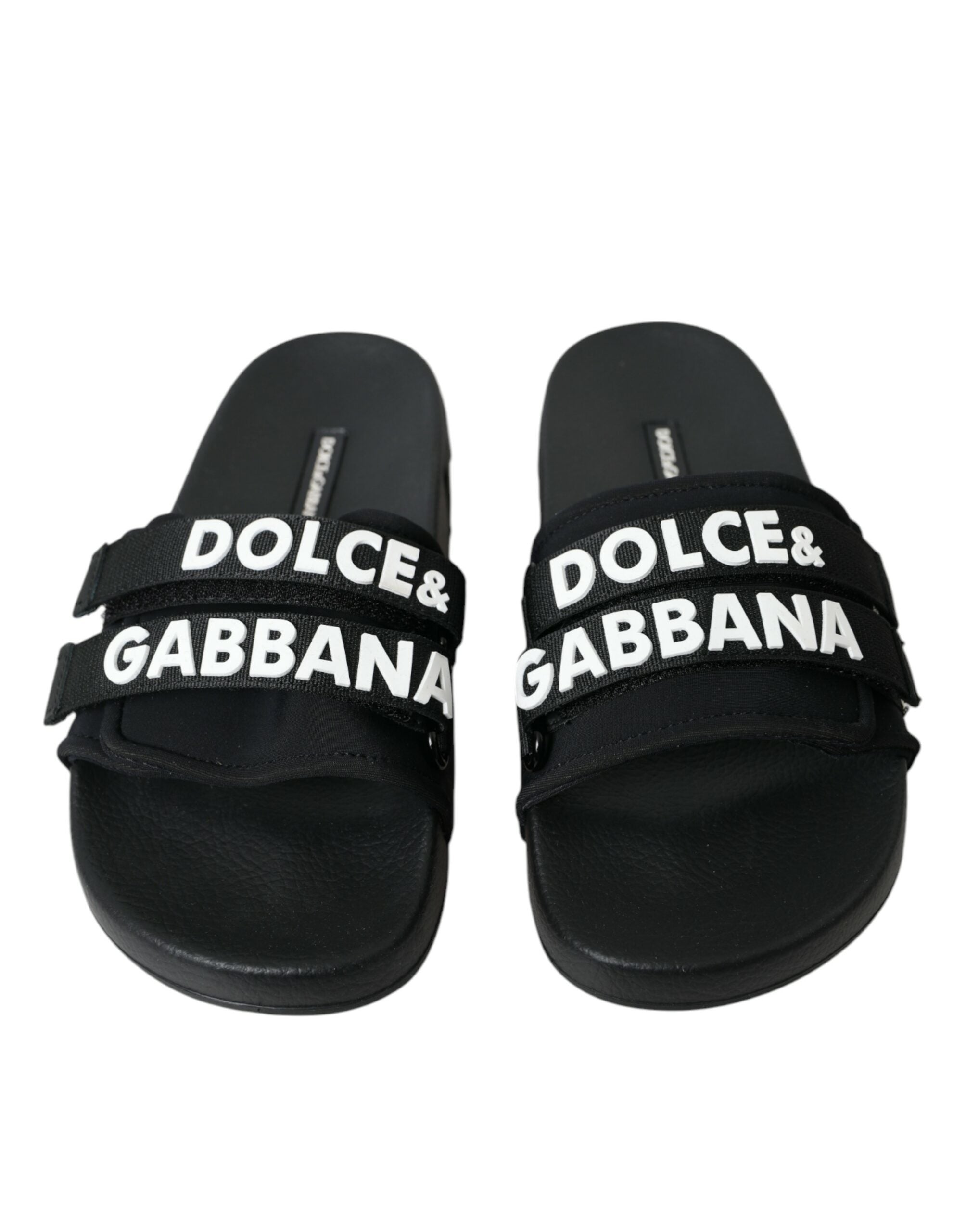 Dolce & Gabbana Black Neoprene Slides Flats Beachwear Women's Shoes