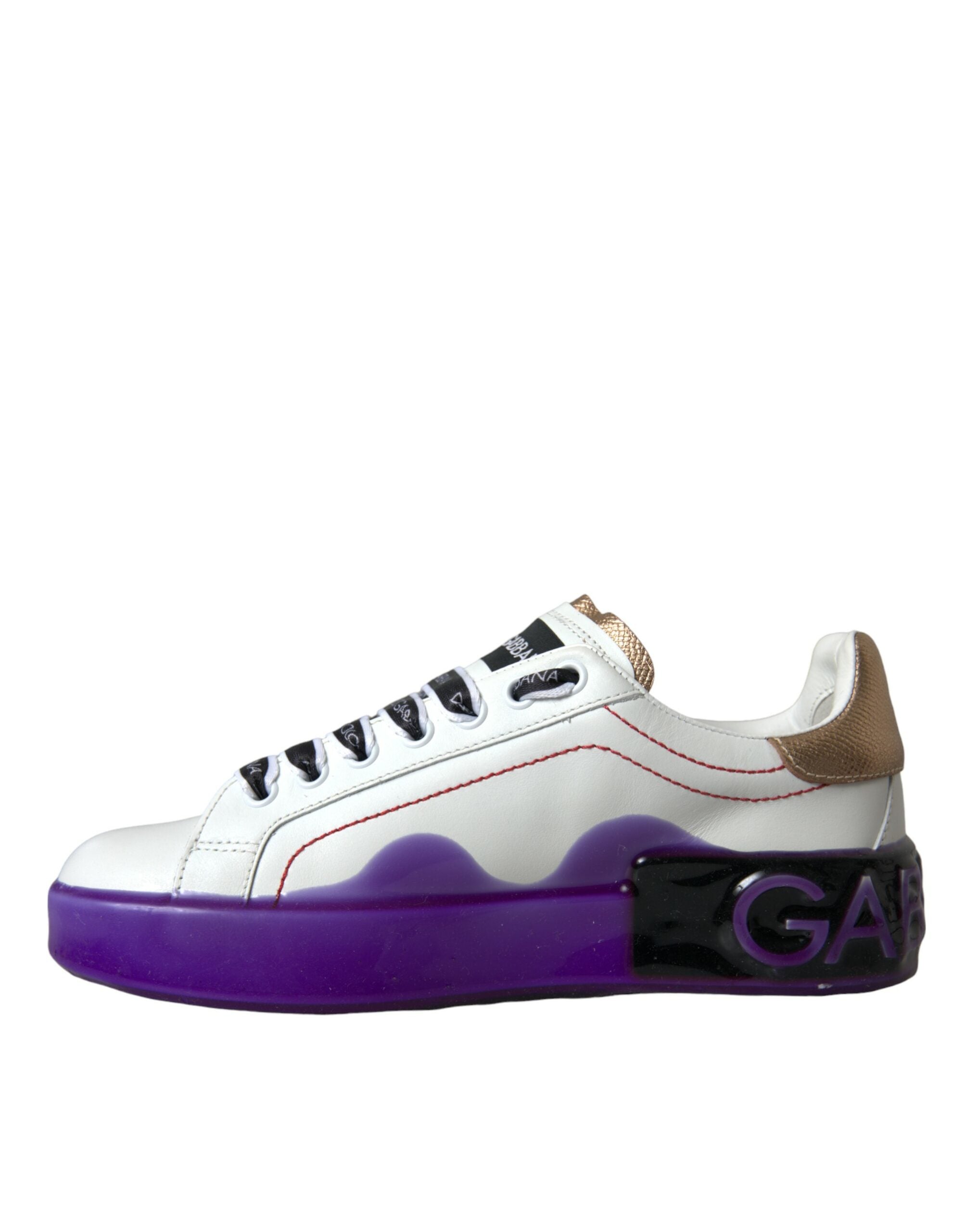 Dolce & Gabbana White Leather Portofino Low Top Sneakers Women's Shoes