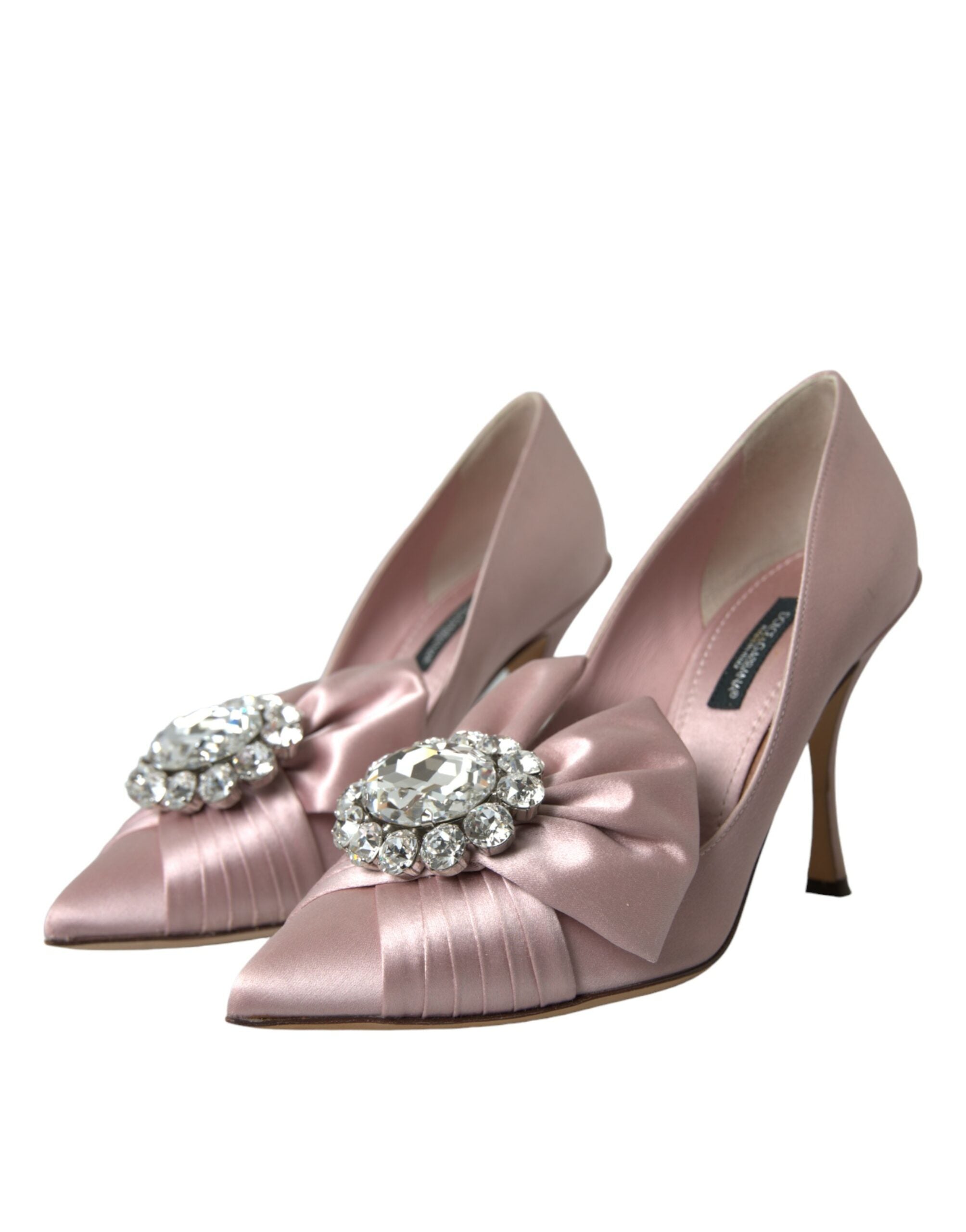 Dolce & Gabbana Pink Satin Crystal High Heels Pumps Women's Shoes