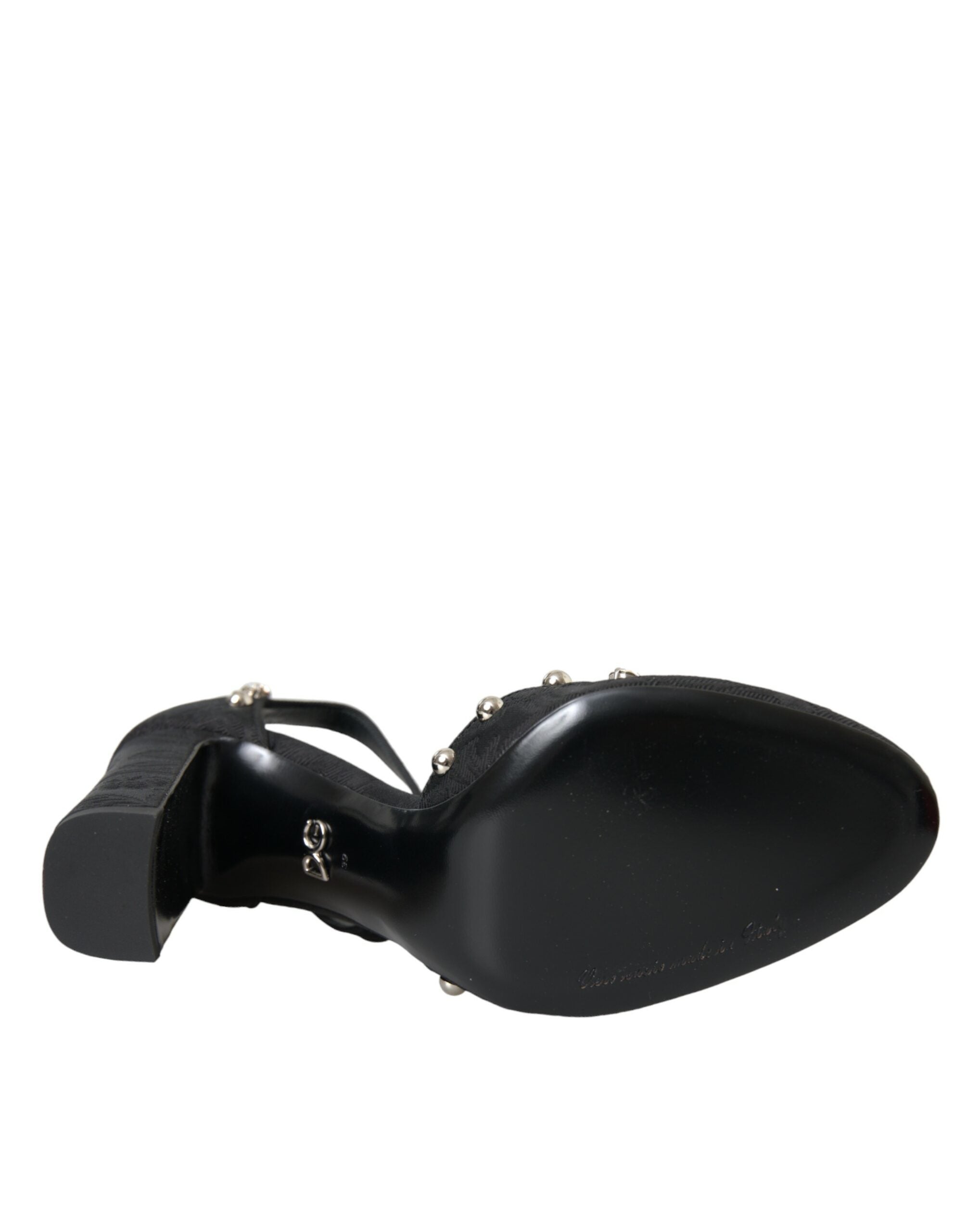 Dolce & Gabbana Black Lilies Crystal Heels Pumps Women's Shoes