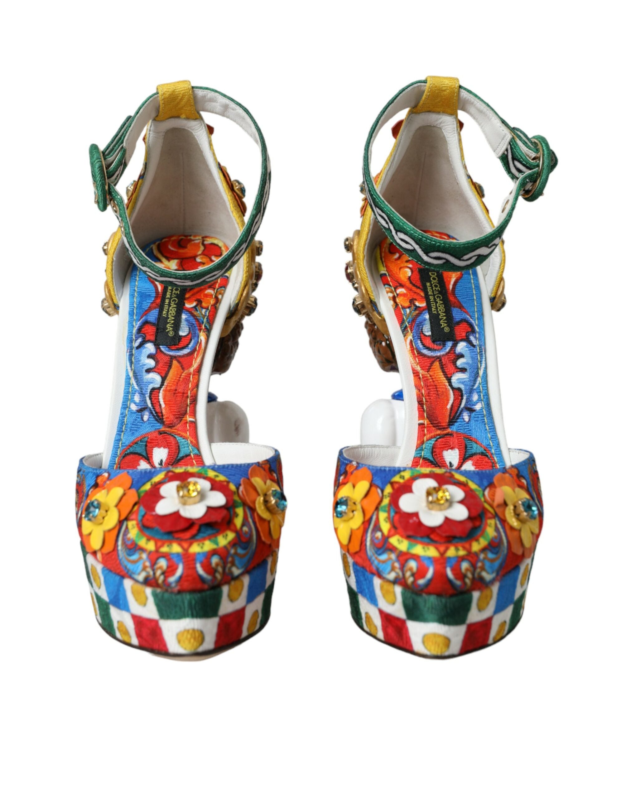 Dolce & Gabbana Multicolor Carretto Embellished Sandals Women's Shoes