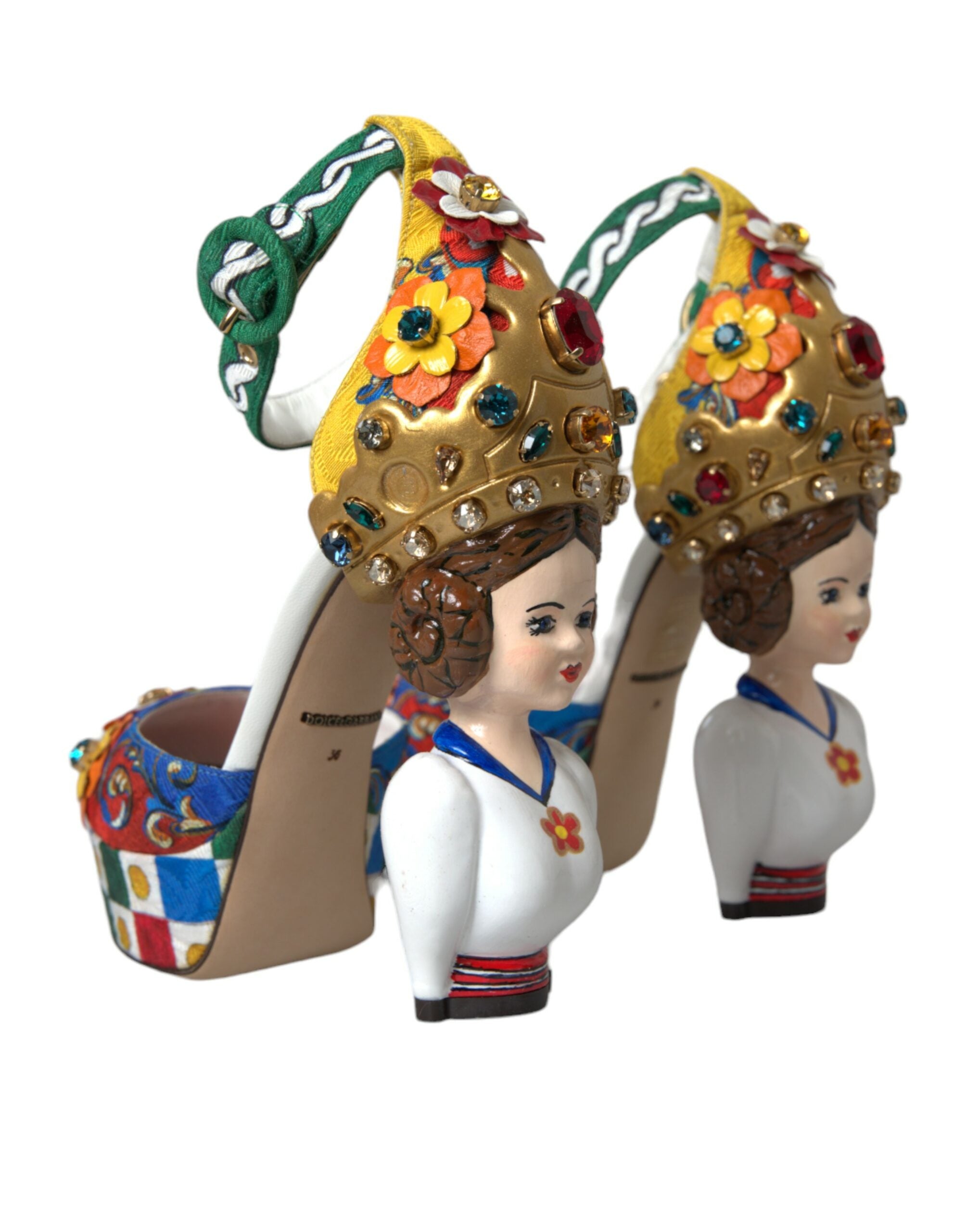 Dolce & Gabbana Multicolor Carretto Embellished Sandals Women's Shoes