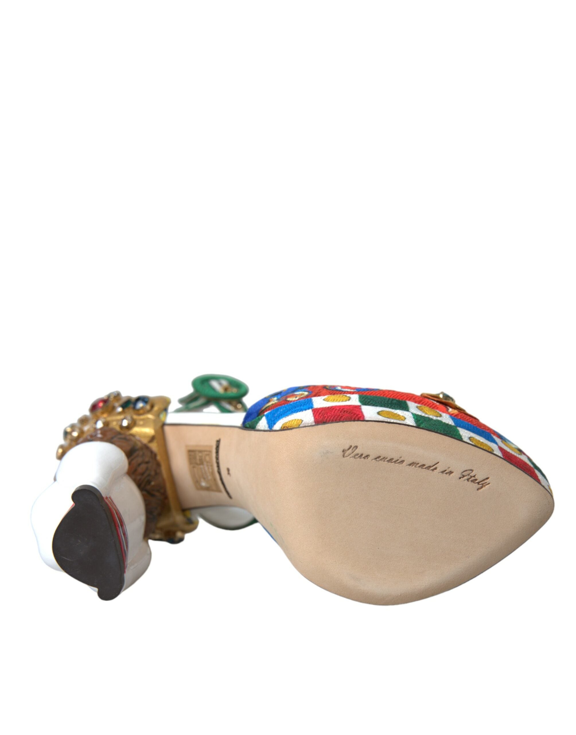 Dolce & Gabbana Multicolor Carretto Embellished Sandals Women's Shoes