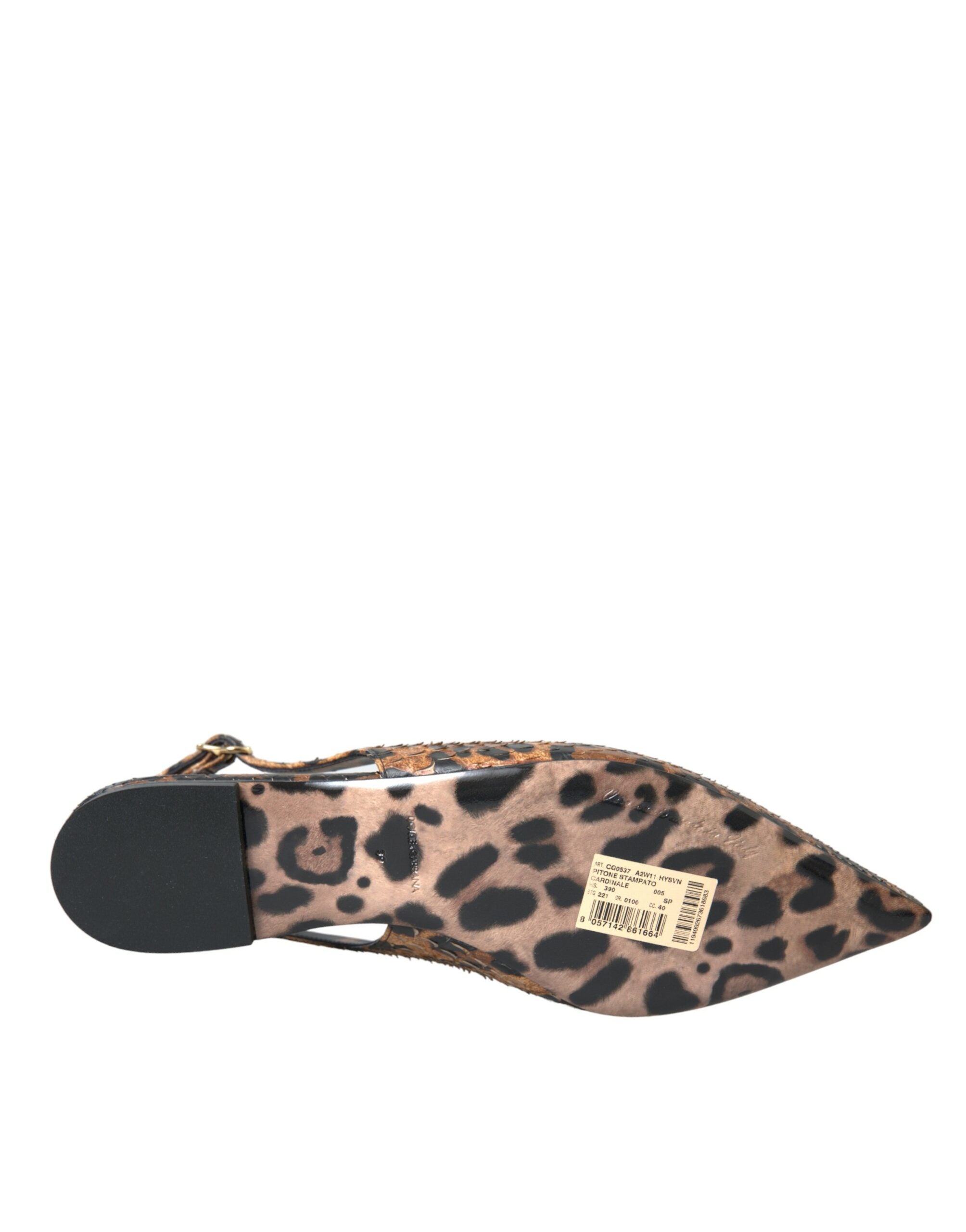 Dolce & Gabbana Brown Leopard Exotic Skin Slingback Women's Shoes