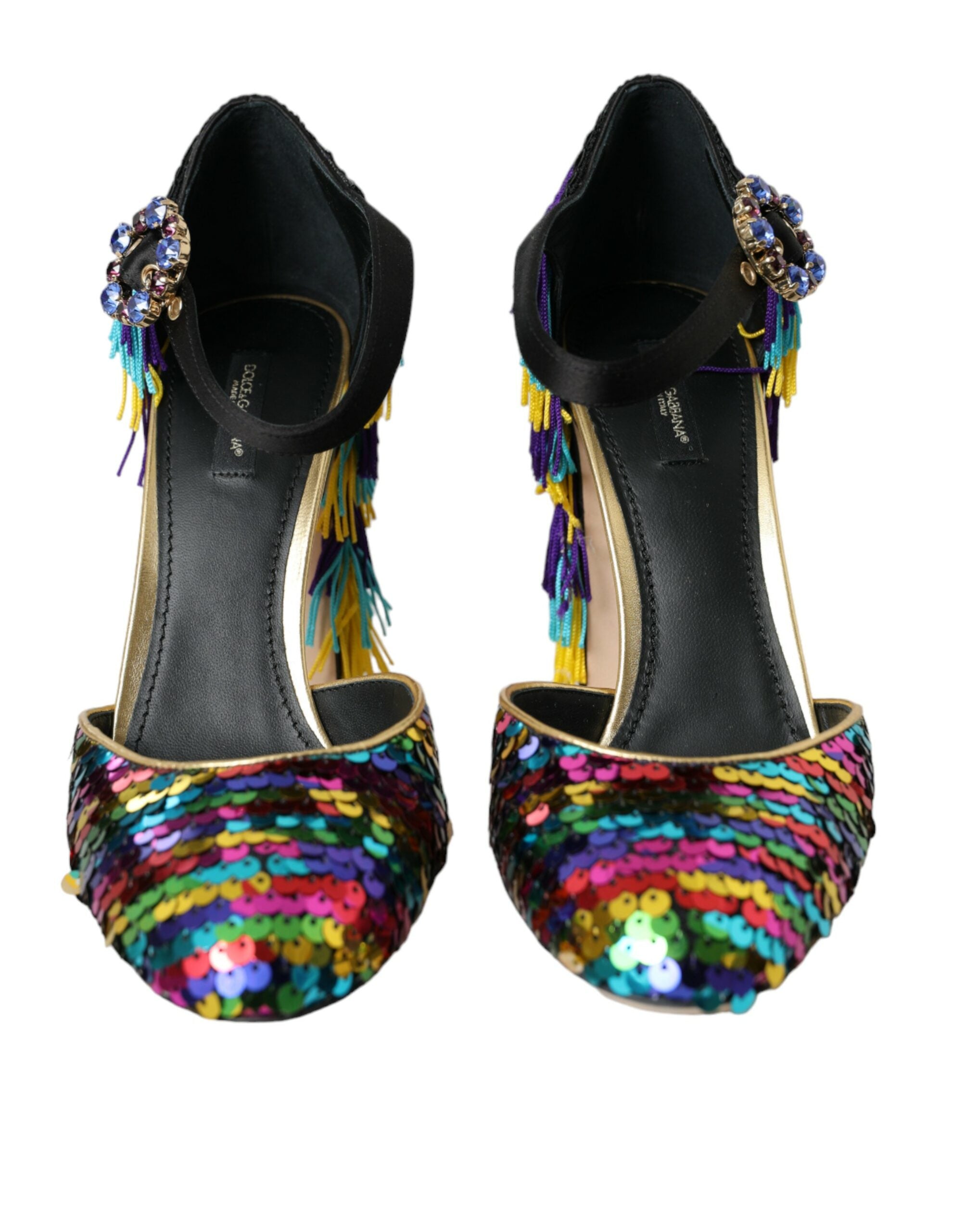 Dolce & Gabbana Multicolor Sequin Crystal Mary Jane Women's Shoes