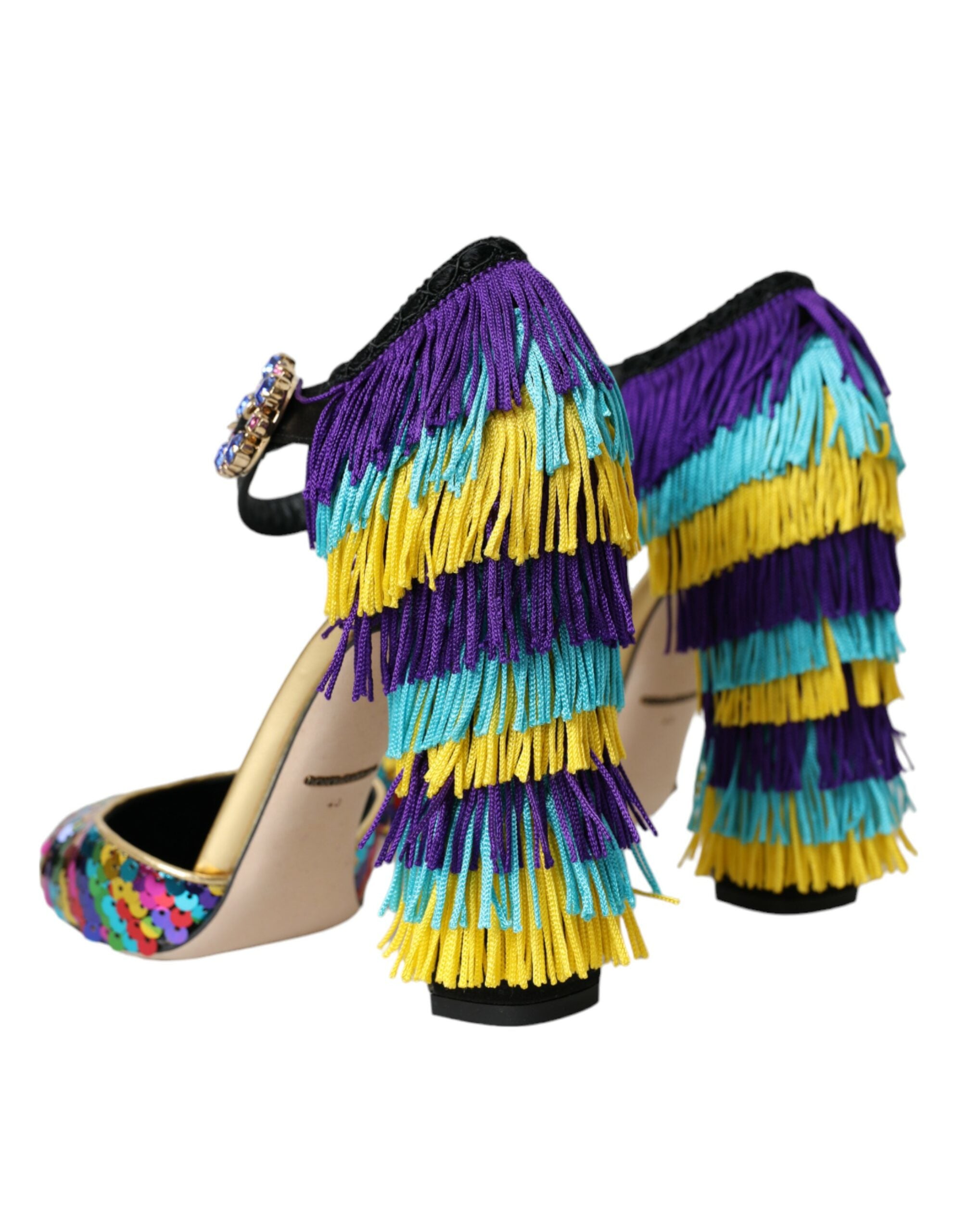Dolce & Gabbana Multicolor Sequin Crystal Mary Jane Women's Shoes