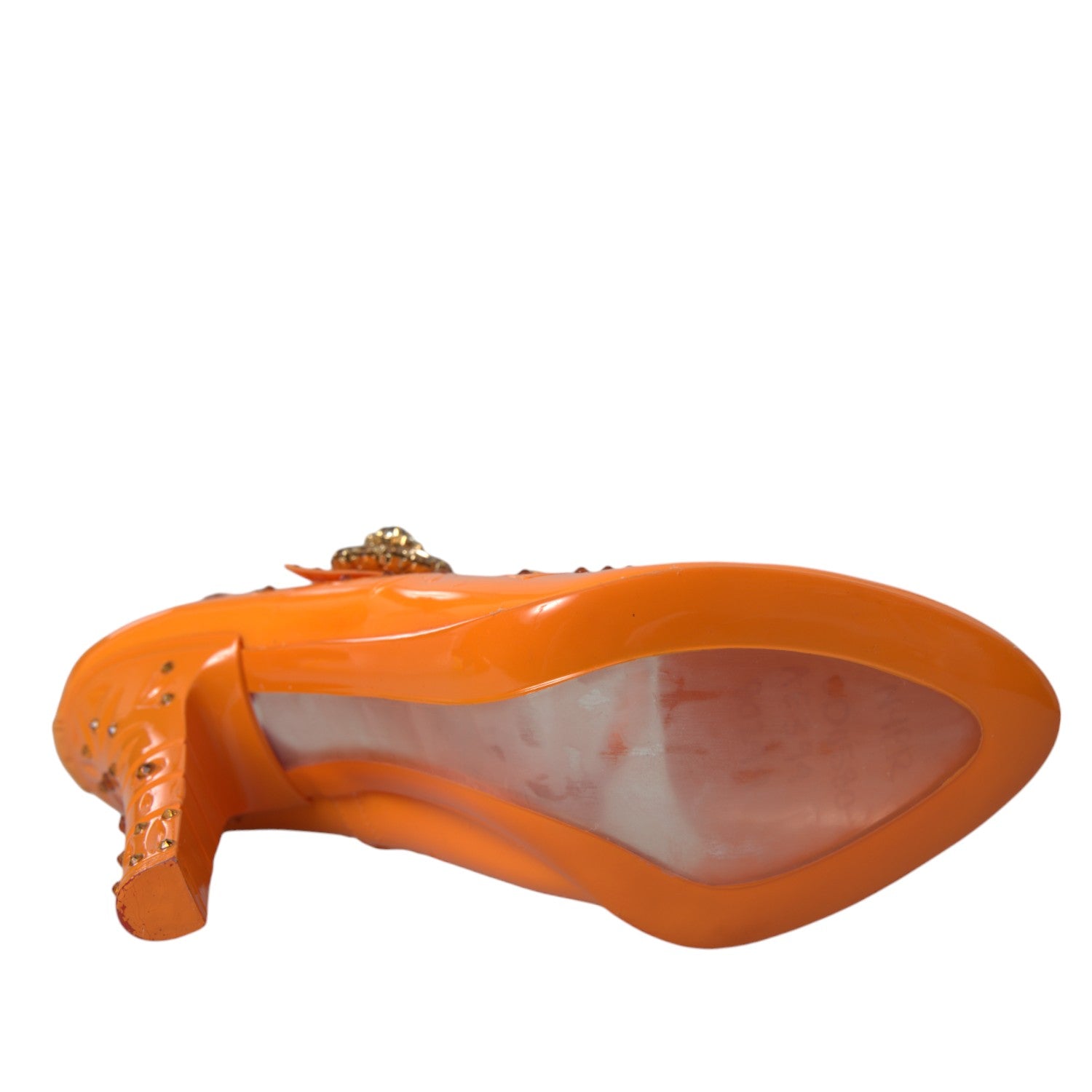 Dolce & Gabbana Orange CINDERELLA Floral Crystal Pumps Women's Shoes