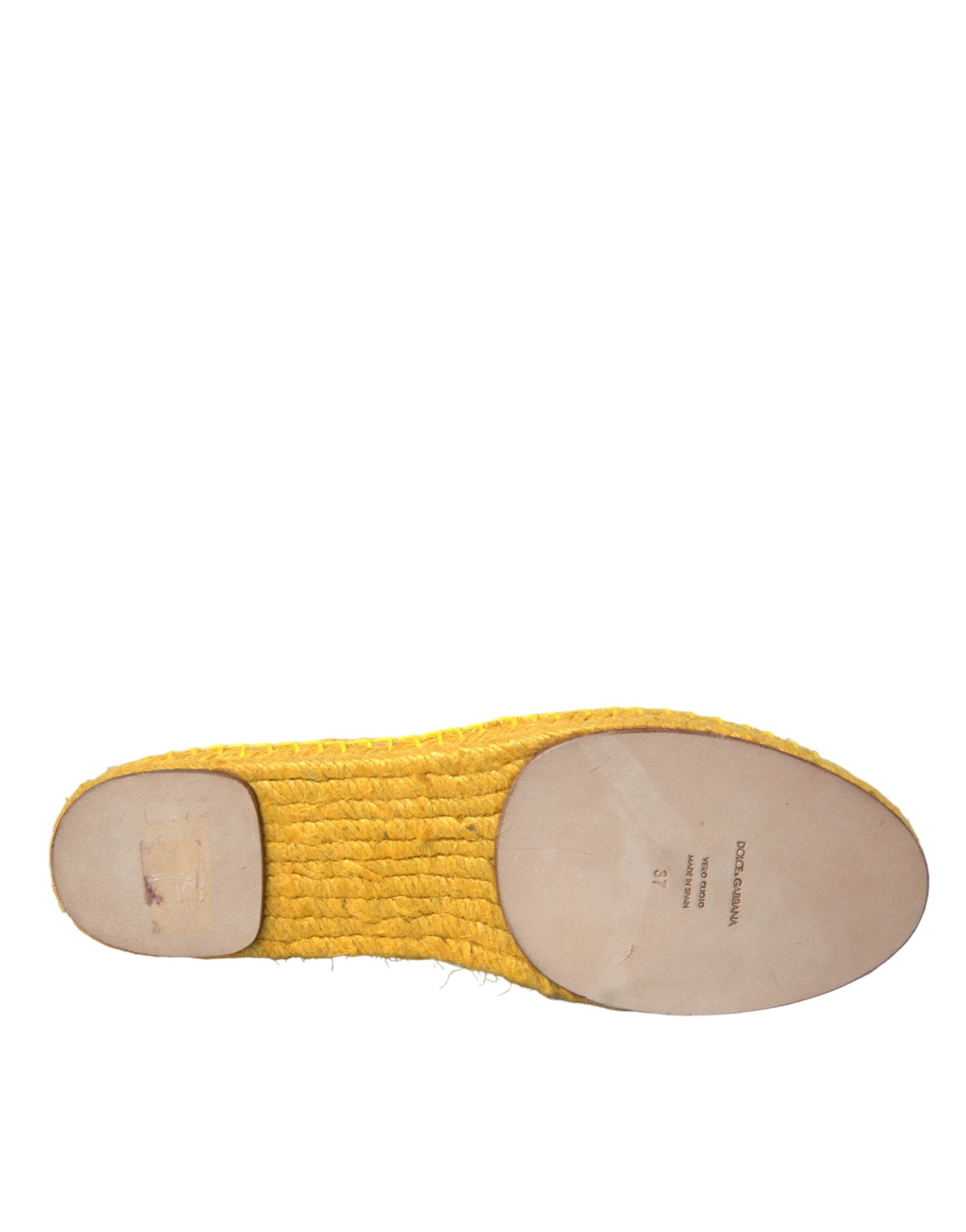 Dolce & Gabbana Yellow Taormina Lace Espadrille Loafers Flats Women's Shoes