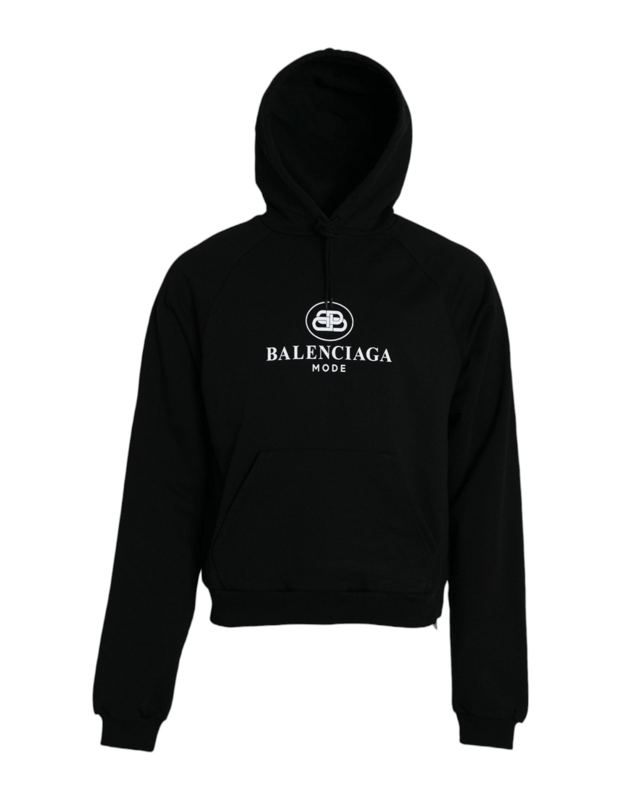 Balenciaga Black Cotton Logo Hooded Pullover Sweatshirt Men's Sweater (Pre-Owned)