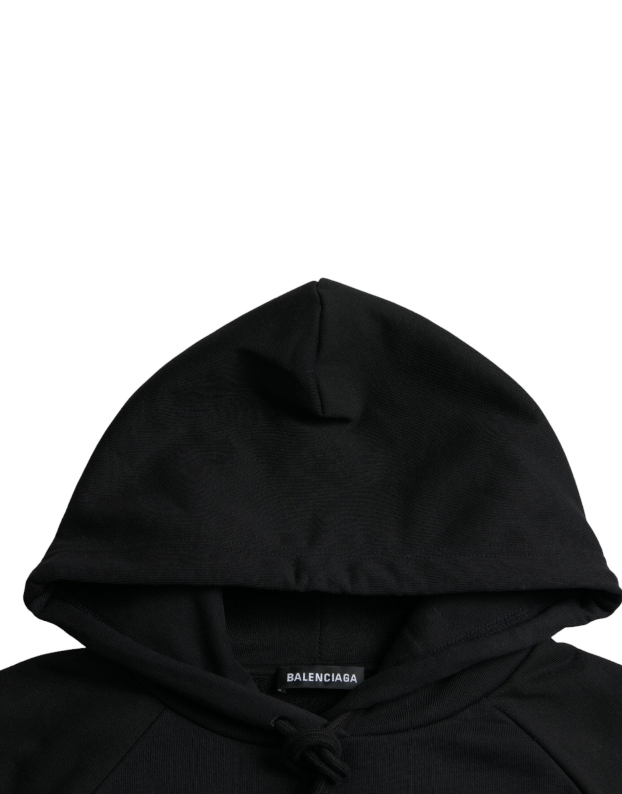 Balenciaga Black Cotton Logo Hooded Pullover Sweatshirt Men's Sweater (Pre-Owned)