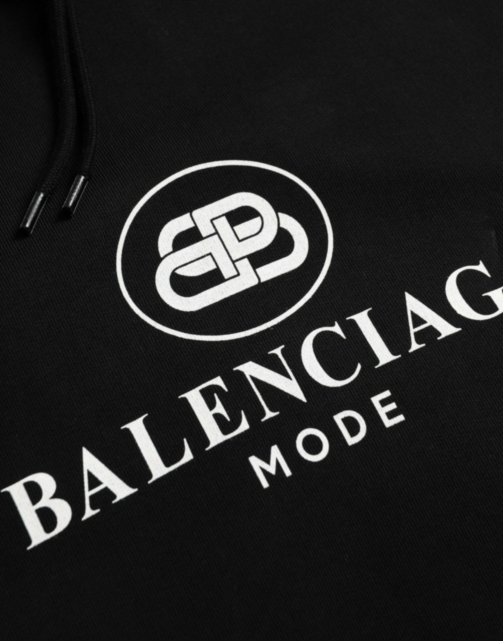 Balenciaga Black Cotton Logo Hooded Pullover Sweatshirt Men's Sweater (Pre-Owned)