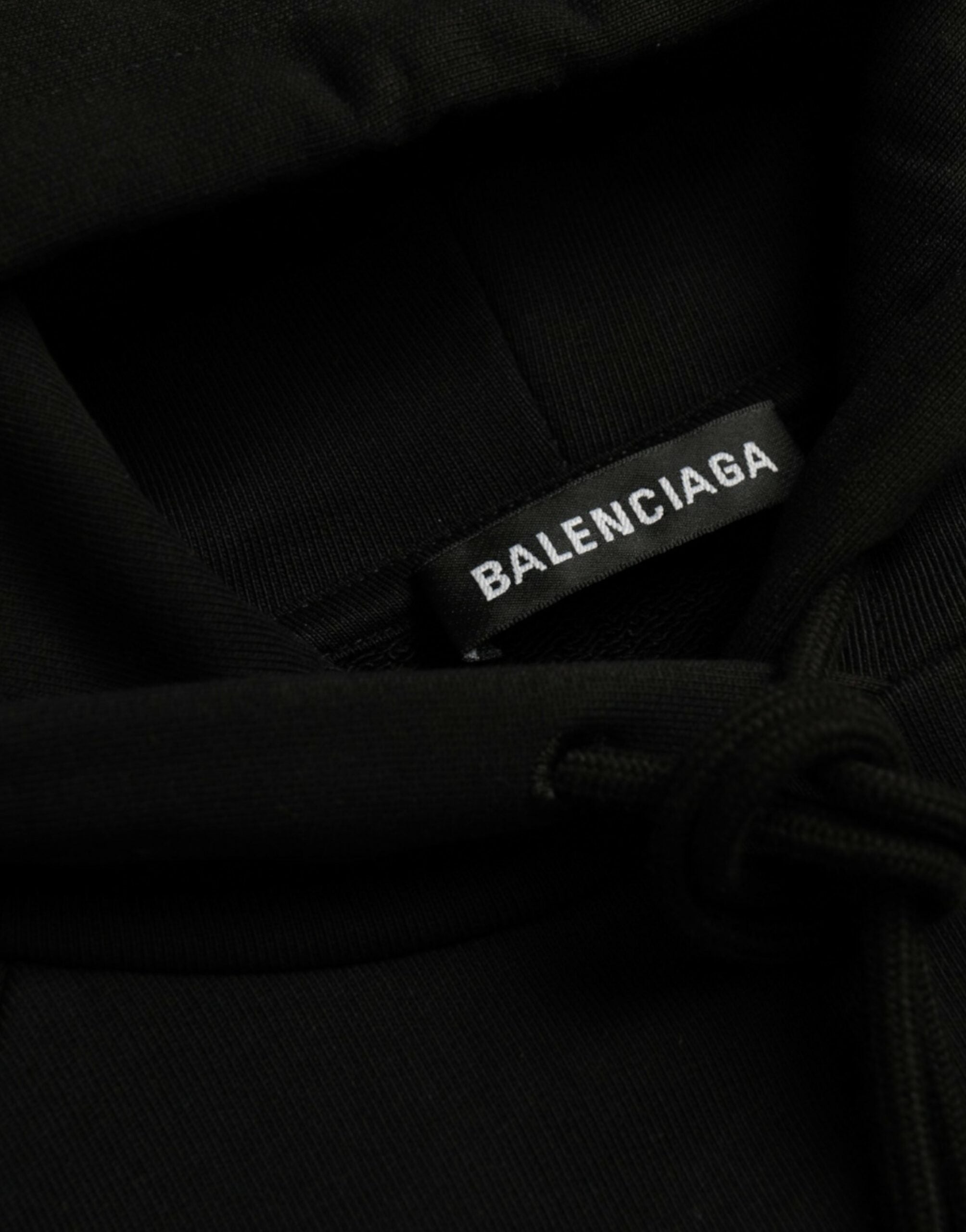 Balenciaga Black Cotton Logo Hooded Pullover Sweatshirt Men's Sweater (Pre-Owned)