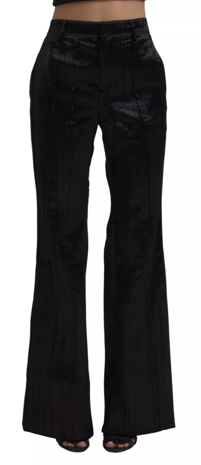 Dsquared² Black Viscose Super Flare High Waist Women's Pants (Pre-Owned)