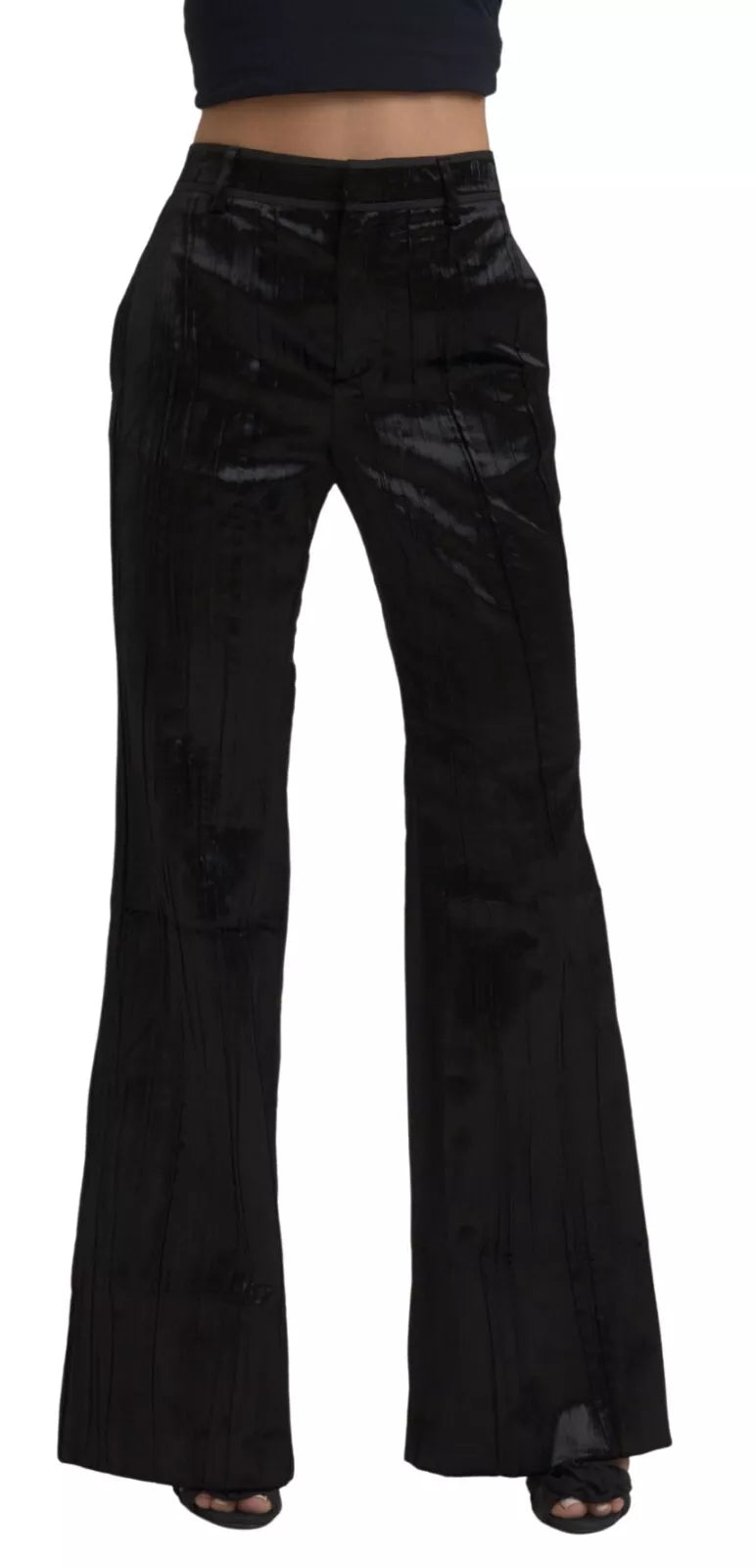 Dsquared² Black Viscose Super Flare High Waist Women's Pants (Pre-Owned)