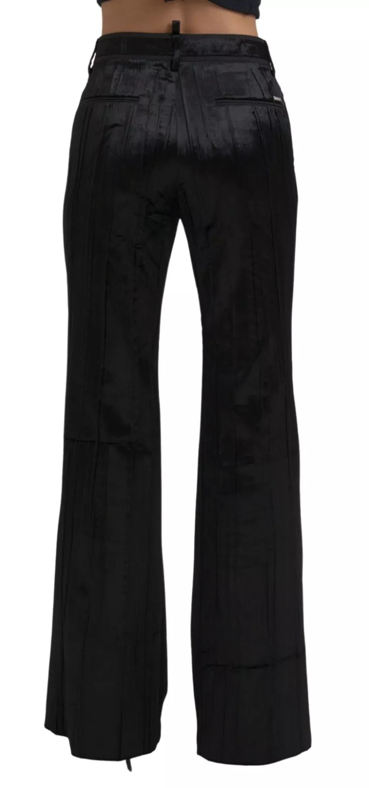Dsquared² Black Viscose Super Flare High Waist Women's Pants (Pre-Owned)