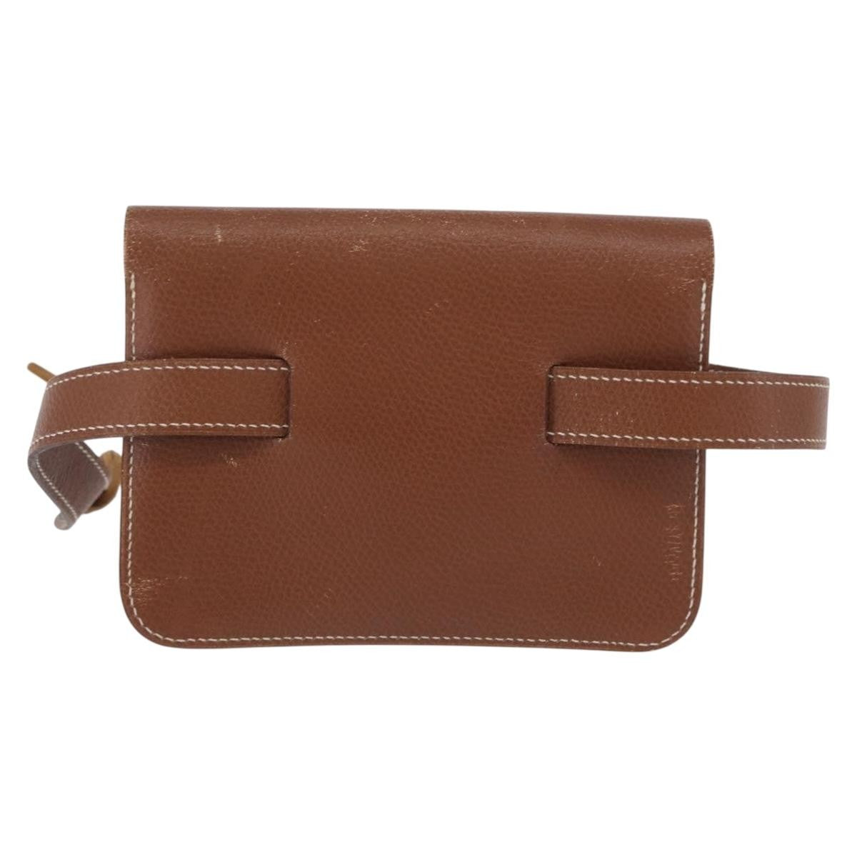 Hermes Pochette Green Waist Leather Brown Leather Handbag (Pre-Owned)