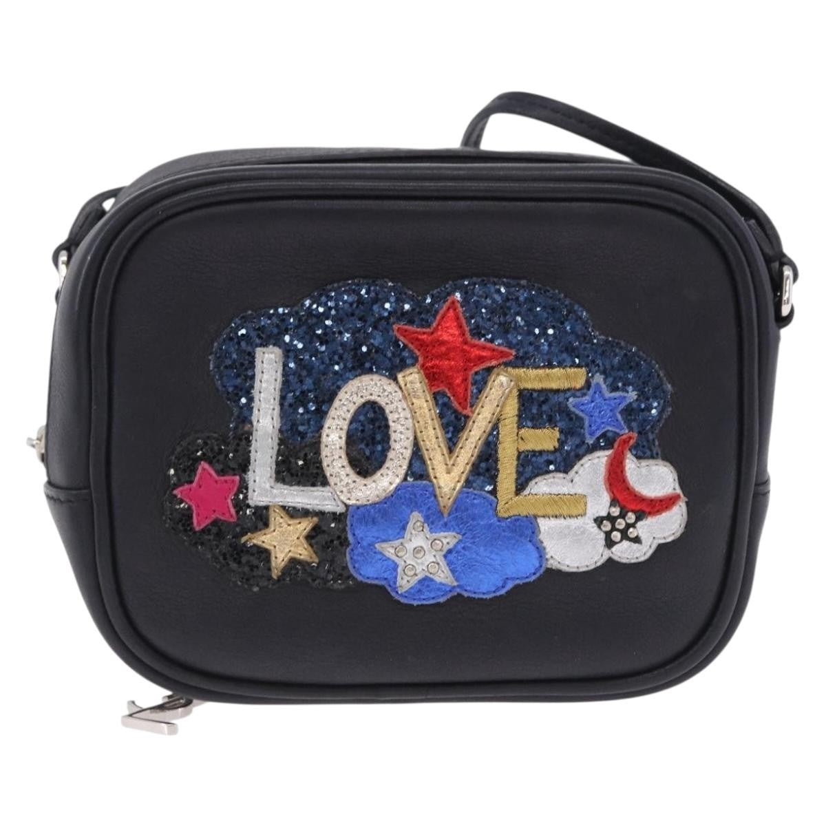 Saint Laurent Classic Monogram Blogger Patch Embellished Leather Black Leather Crossbody Bag Bag (Pre-Owned)