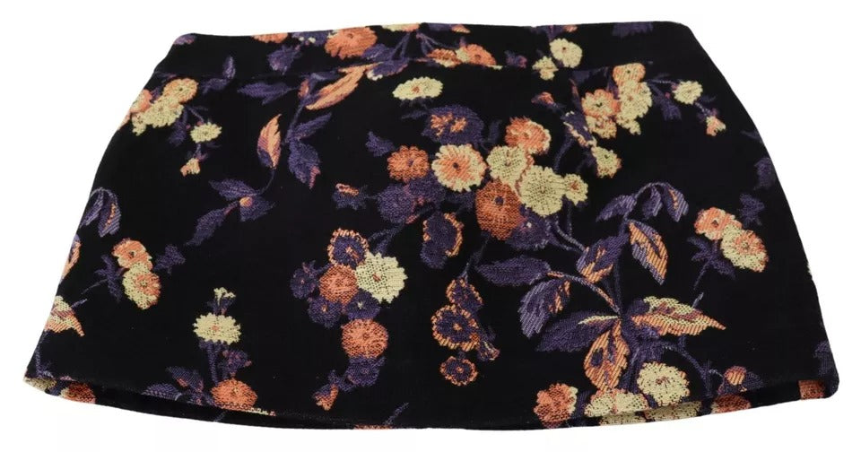 Dsquared² Black Floral Embroidery Mid Waist A-line Mini Women's Skirt (Pre-Owned)