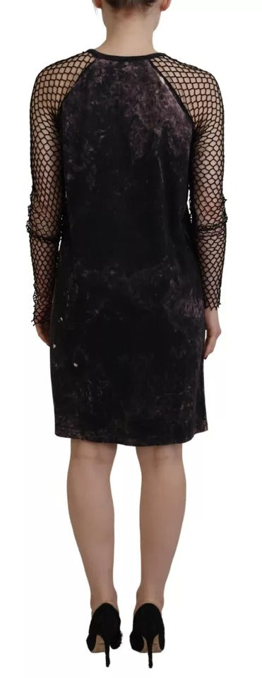 Dsquared² Black Tie Dye Mesh Long Sleeves Cotton Shift Women's Dress (Pre-Owned)