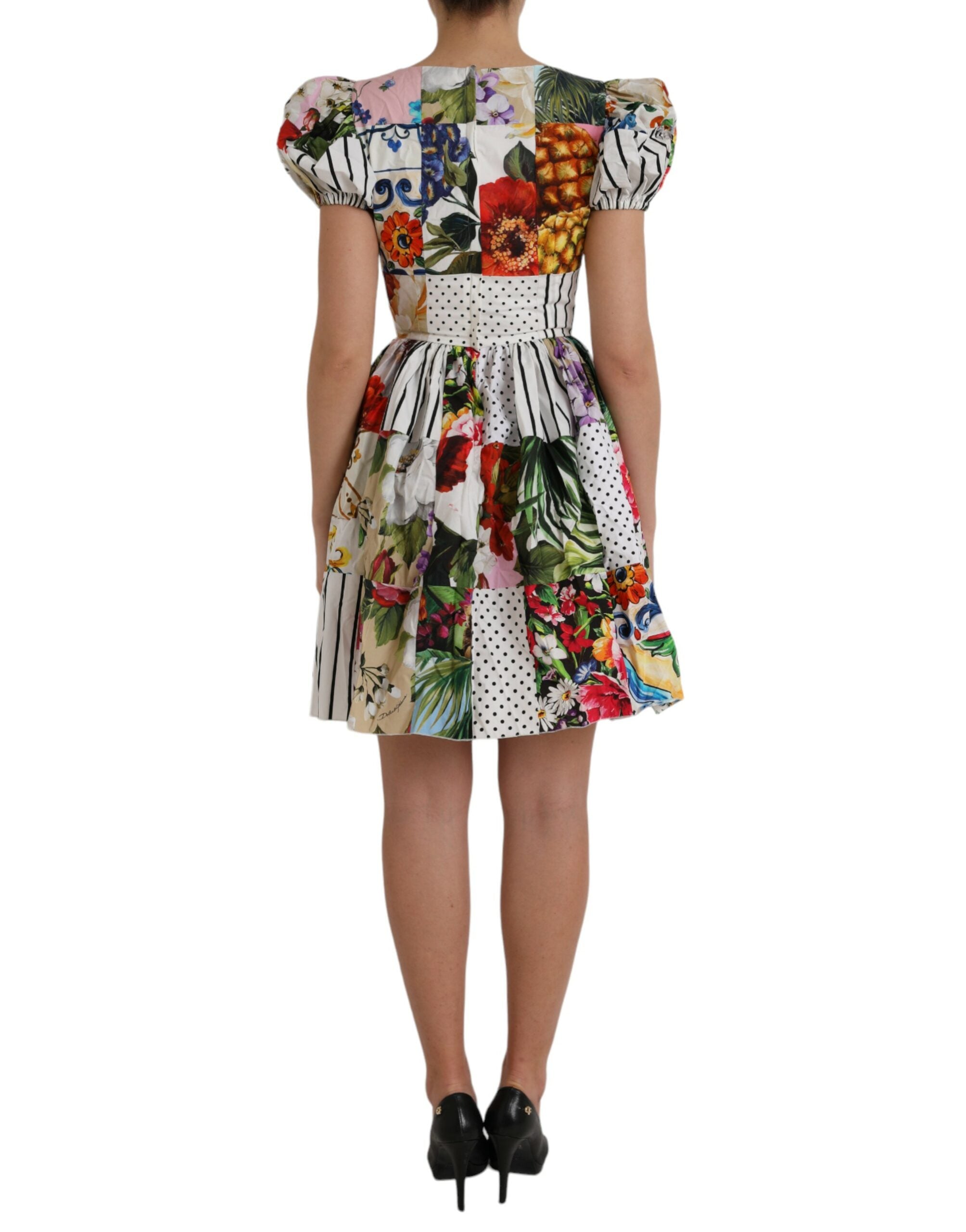 Dolce & Gabbana Multicolor Patchwork Cotton Aline Mini Women's Dress