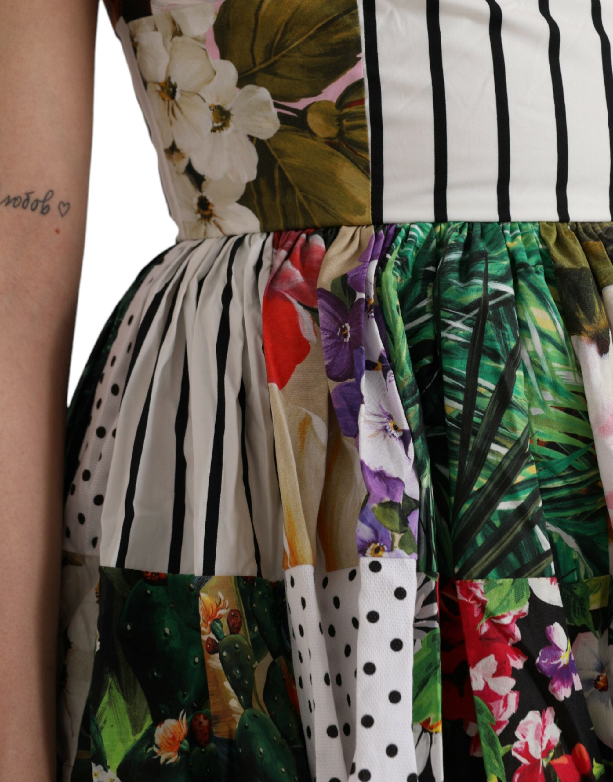 Dolce & Gabbana Multicolor Patchwork Cotton Aline Mini Women's Dress