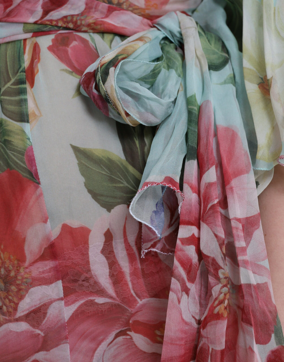 Dolce & Gabbana Blue Floral Print Tiered Long Maxi Women's Dress