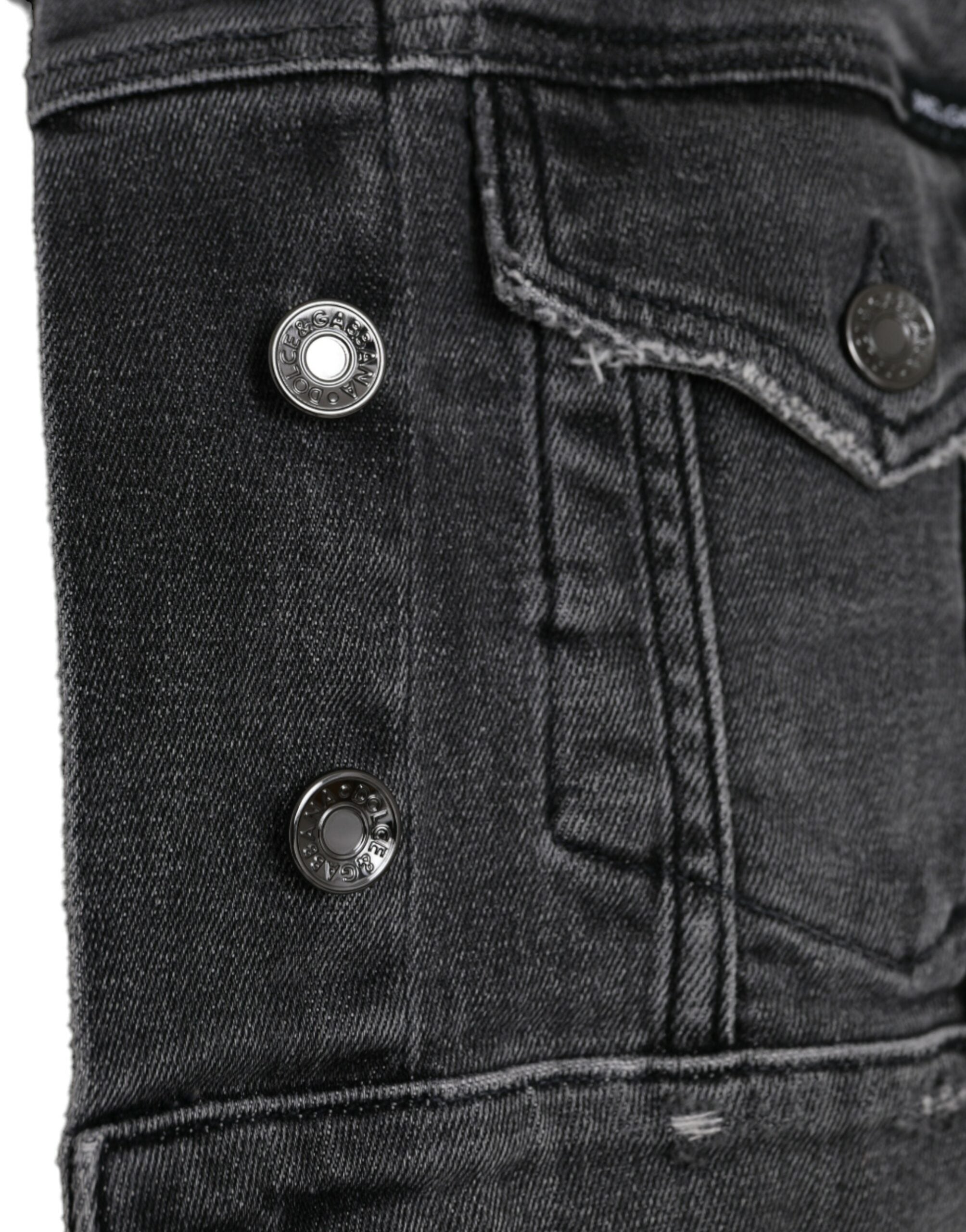 Dolce & Gabbana Dark Gray Cotton Stretch Cropped Denim Women's Jacket