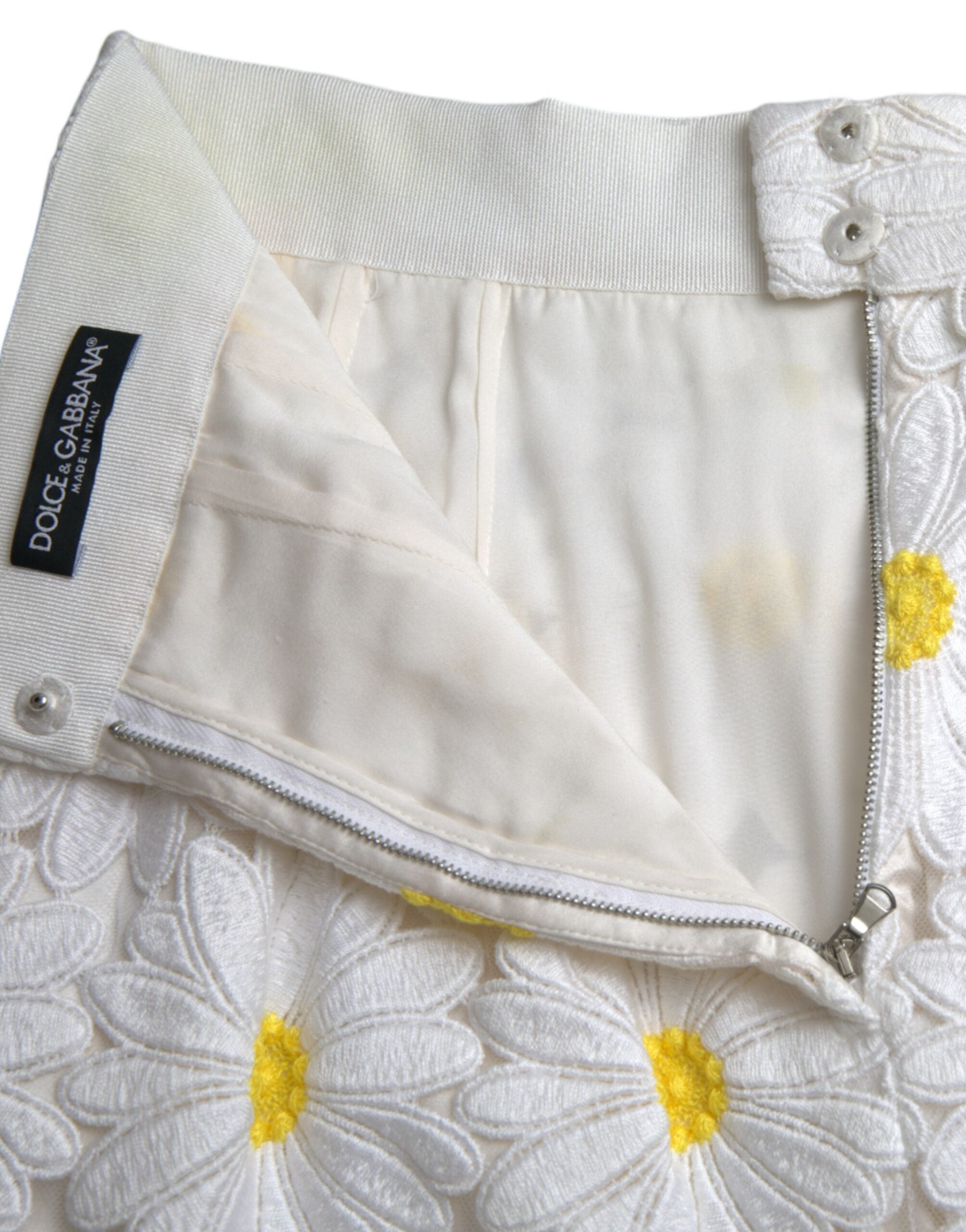 Dolce & Gabbana White Floral Pencil Straight Lace Women's Skirt