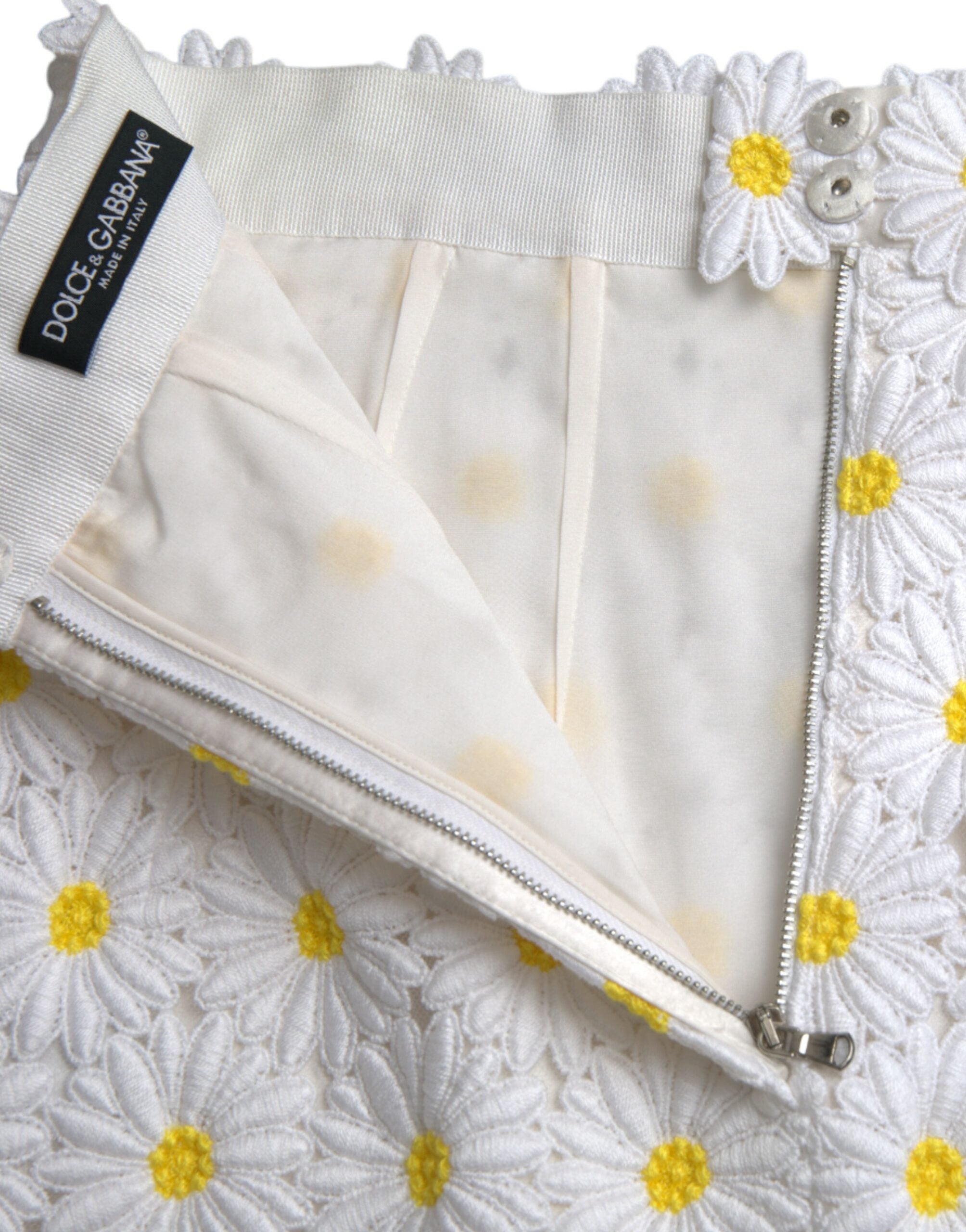 Dolce & Gabbana White Floral A-line Mini Women's Skirt