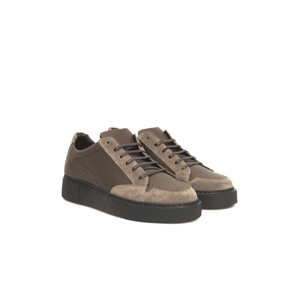Cerruti 1881 Beige Leather Men Men's Sneaker
