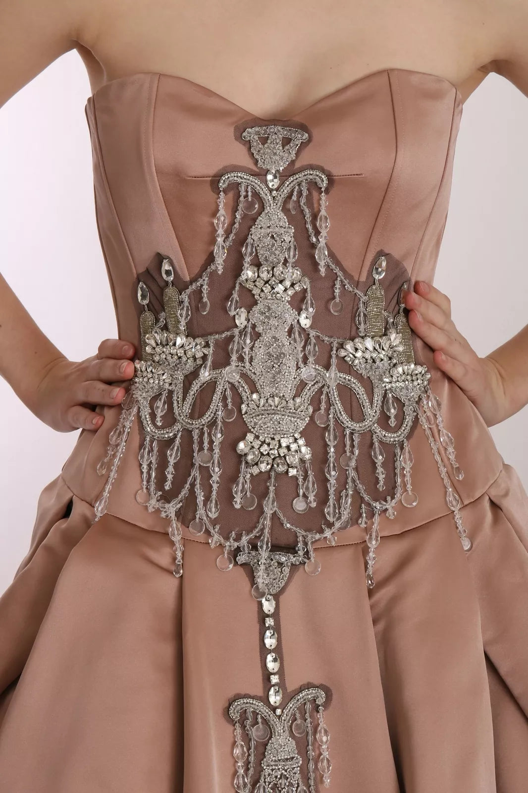 Dolce & Gabbana Crystal Pink Silk Chandelier Ball Gown Women's Dress (Pre-Owned)