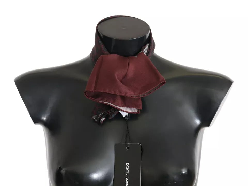 Dolce & Gabbana Bordeaux 100% Silk Floral Wrap Women Women's Scarf (Pre-Owned)