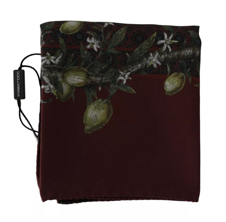 Dolce & Gabbana Bordeaux 100% Silk Floral Wrap Women Women's Scarf (Pre-Owned)