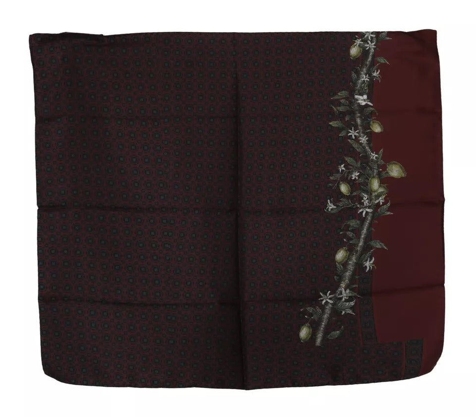 Dolce & Gabbana Bordeaux 100% Silk Floral Wrap Women Women's Scarf (Pre-Owned)