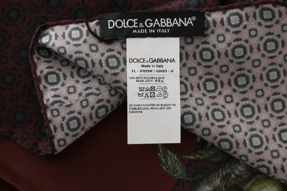 Dolce & Gabbana Bordeaux 100% Silk Floral Wrap Women Women's Scarf (Pre-Owned)