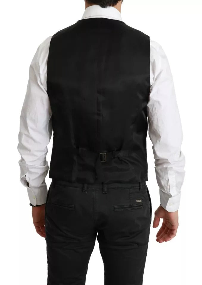 Dolce & Gabbana Black Wool Stretch Waistcoat Formal Dress Men's Vest (Pre-Owned)