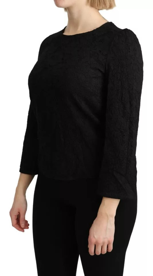Dolce & Gabbana Black Lace Long Sleeves Blouse STAFF Women's Top (Pre-Owned)