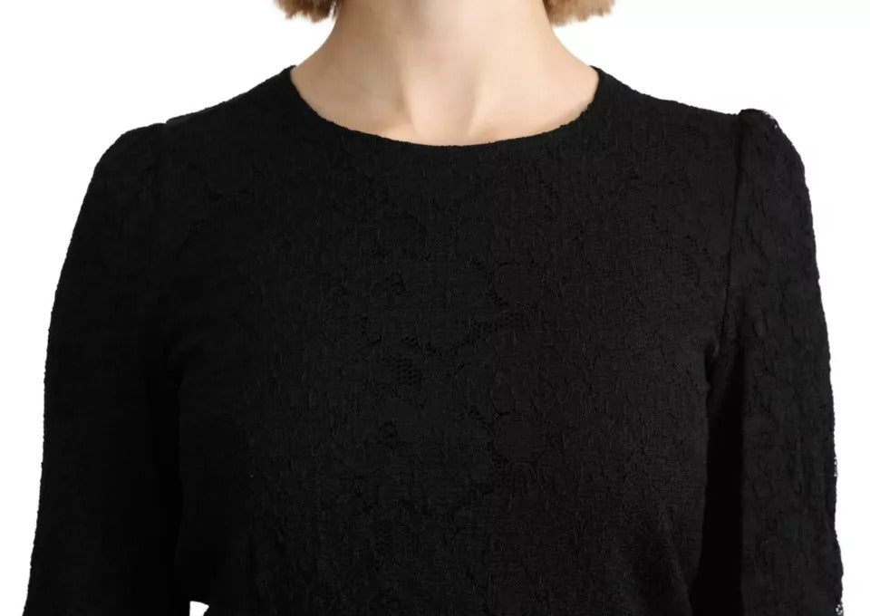 Dolce & Gabbana Black Lace Long Sleeves Blouse STAFF Women's Top (Pre-Owned)