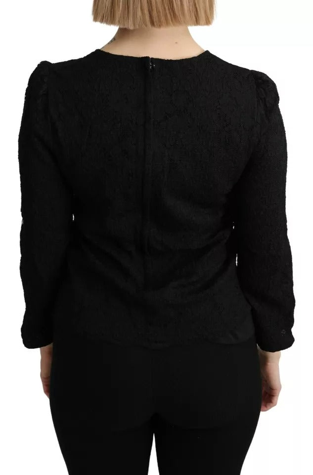 Dolce & Gabbana Black Lace Long Sleeves Blouse STAFF Women's Top (Pre-Owned)