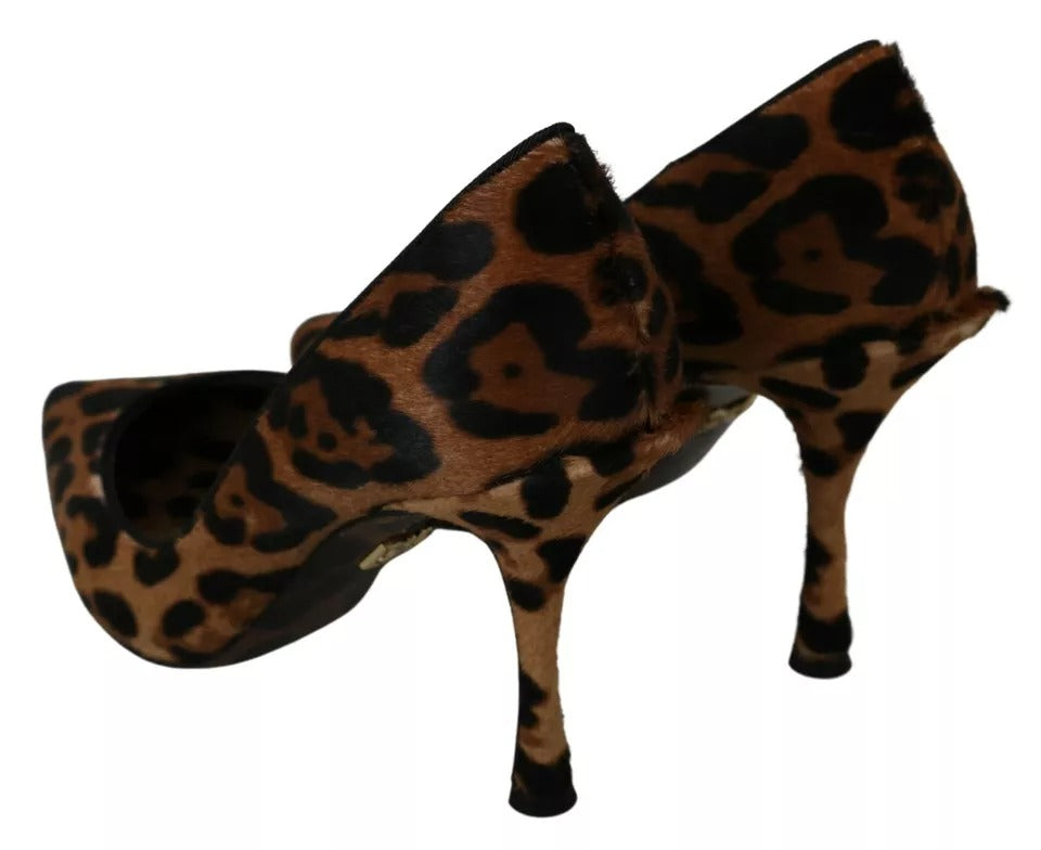 Dolce & Gabbana Brown Leopard Pony Hair Heels Pumps Women's Shoes (Pre-Owned)
